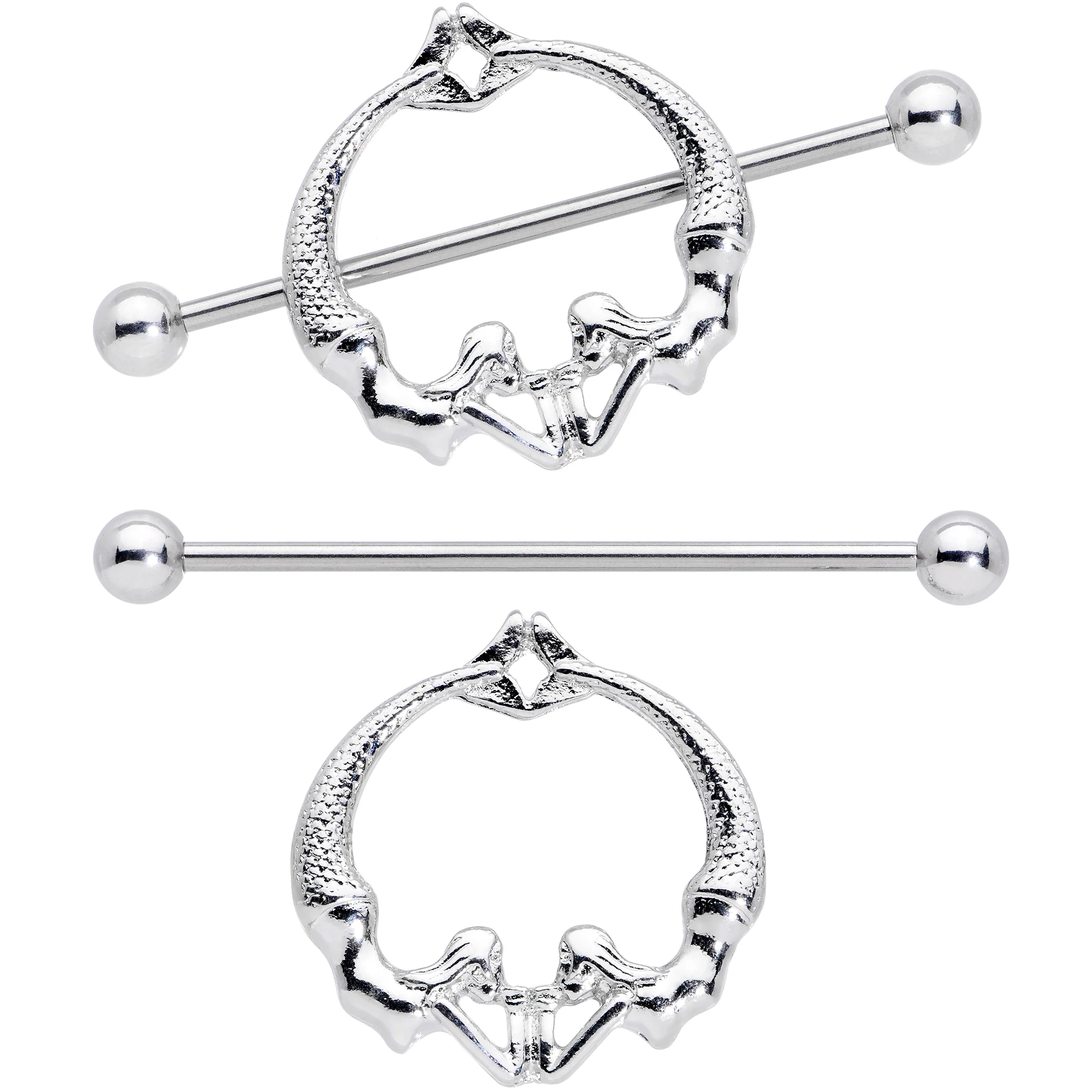 14G 13/16 Double Mermaid Nautical Nipple Shield Set - Image 2