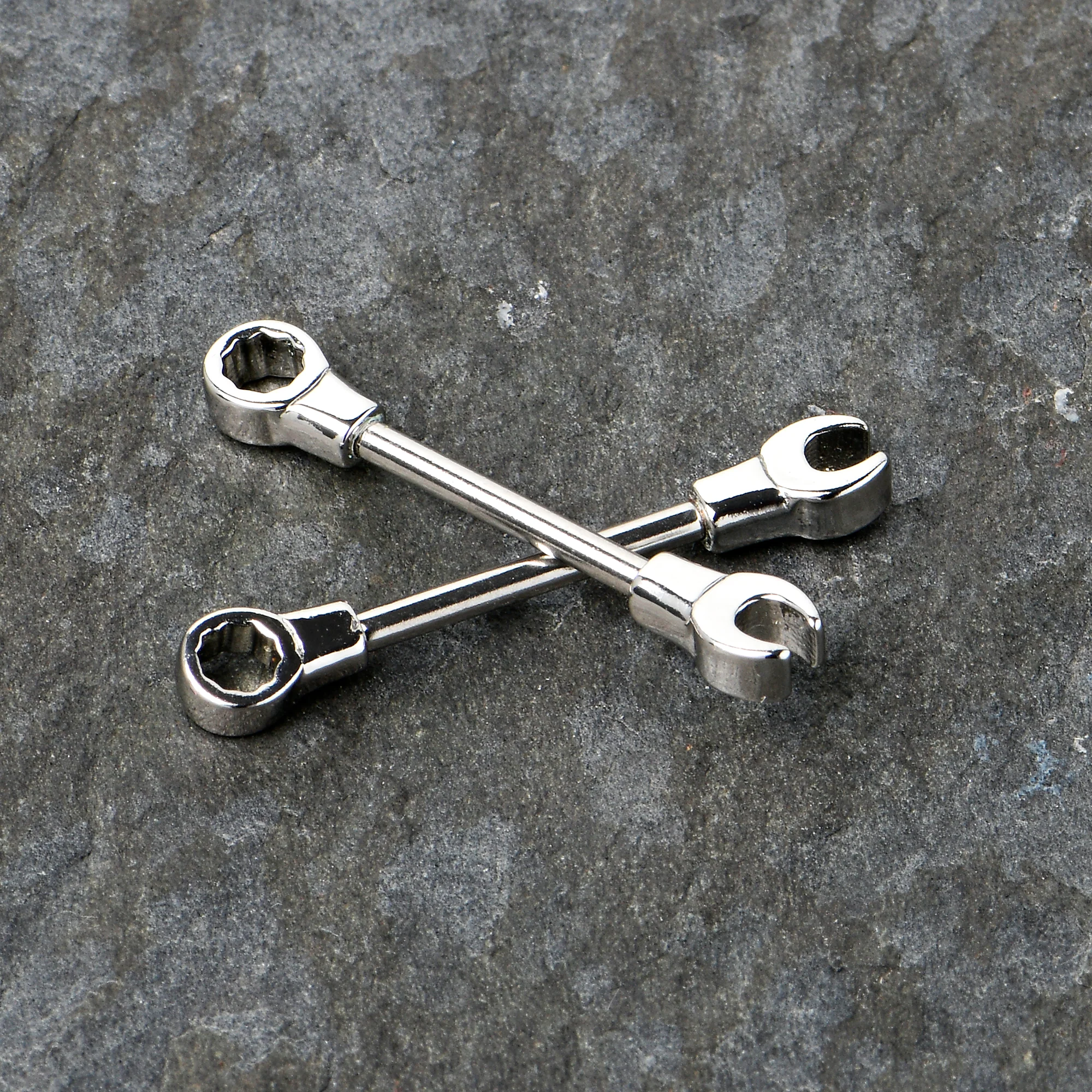 14G 13mm Combo Wrench Barbell Nipple Ring Set - Image 6