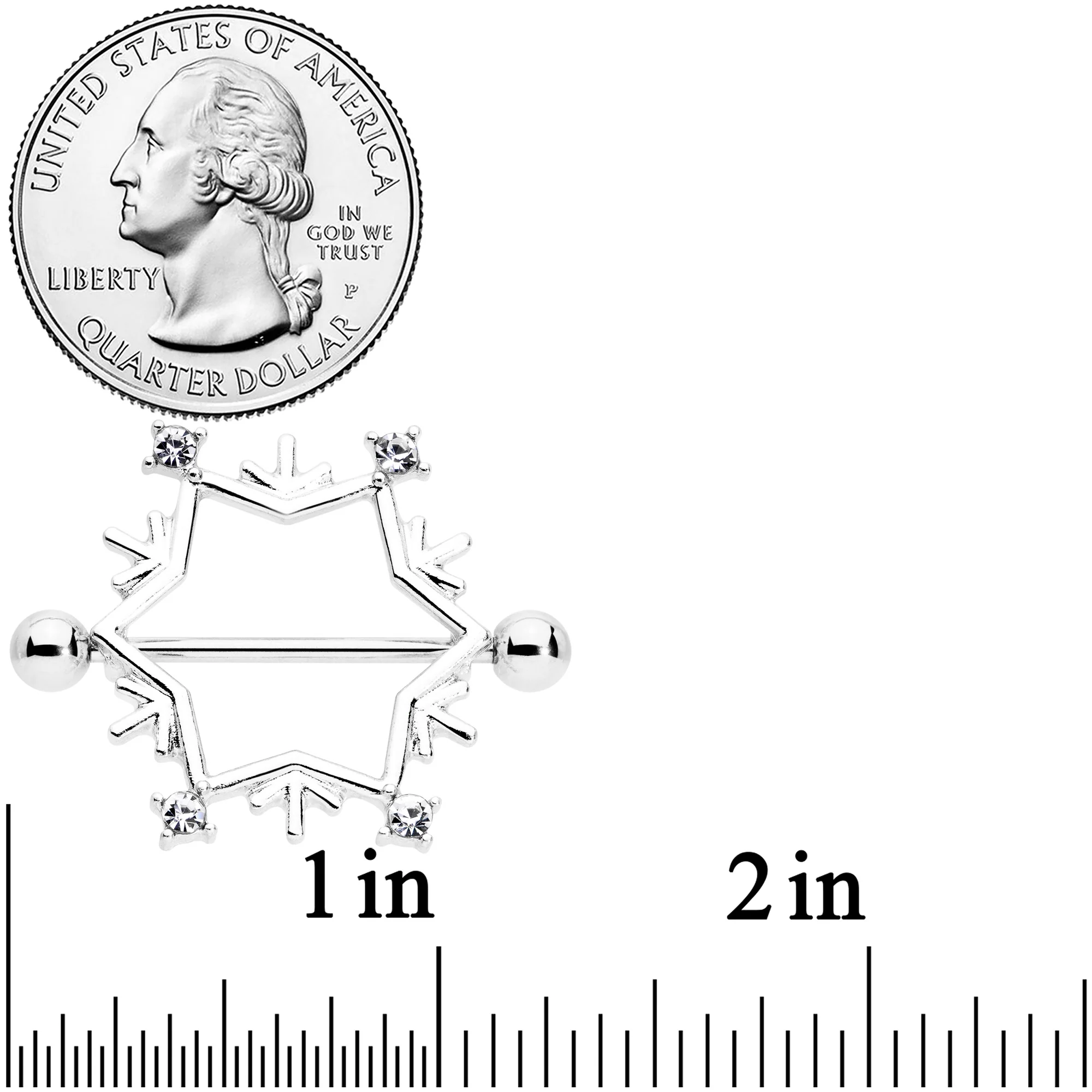 14G 3/4 Clear Gem Snowflake Christmas Nipple Shield Set - Image 3