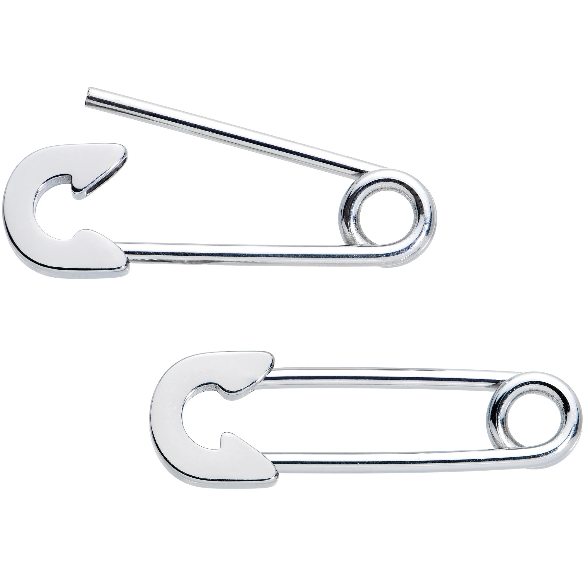 14G 3/4 Punk Rock Safety Pin Barbell Nipple Ring Set