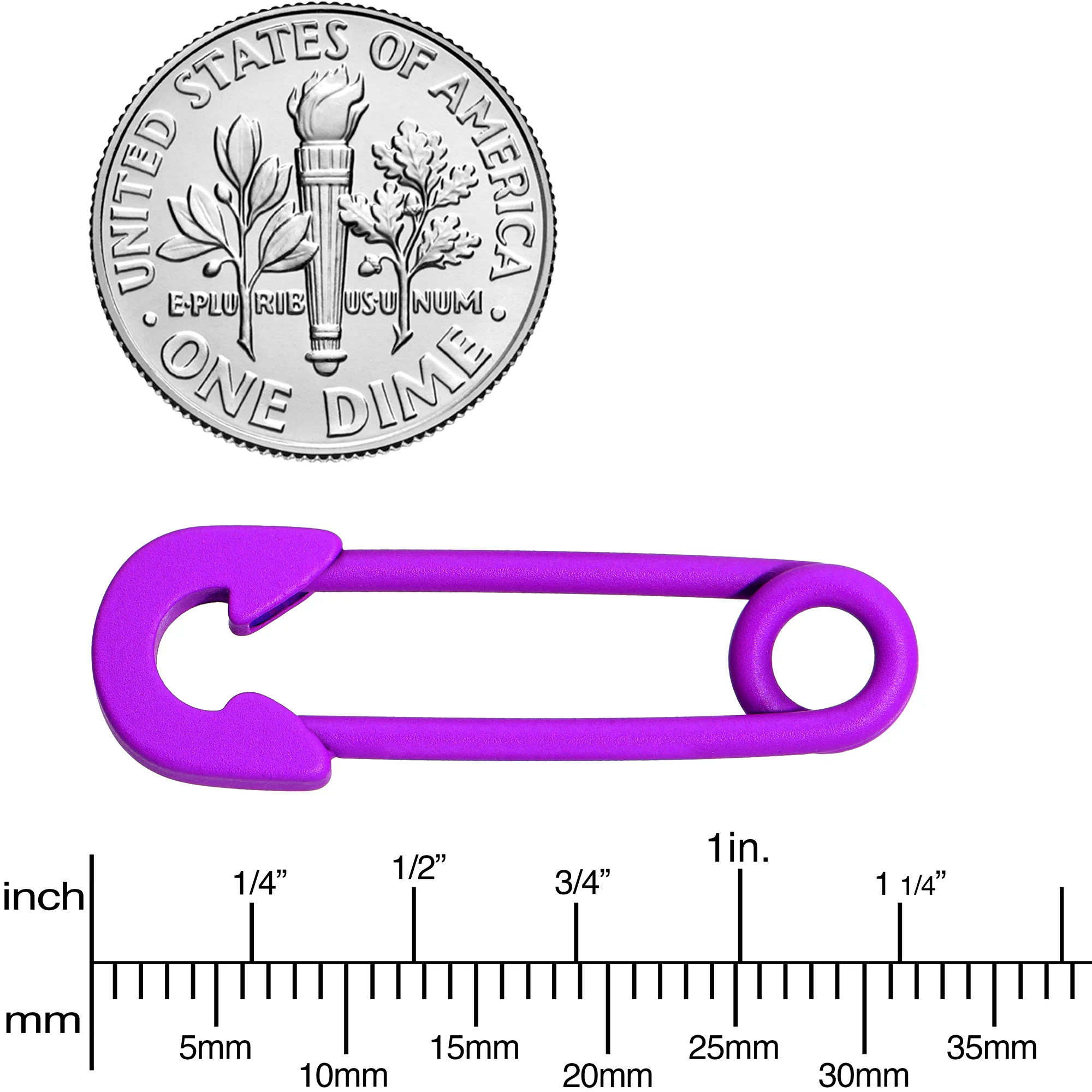 14G 3/4 Purple Matte Punk Safety Pin Barbell Nipple Ring Set - Image 2