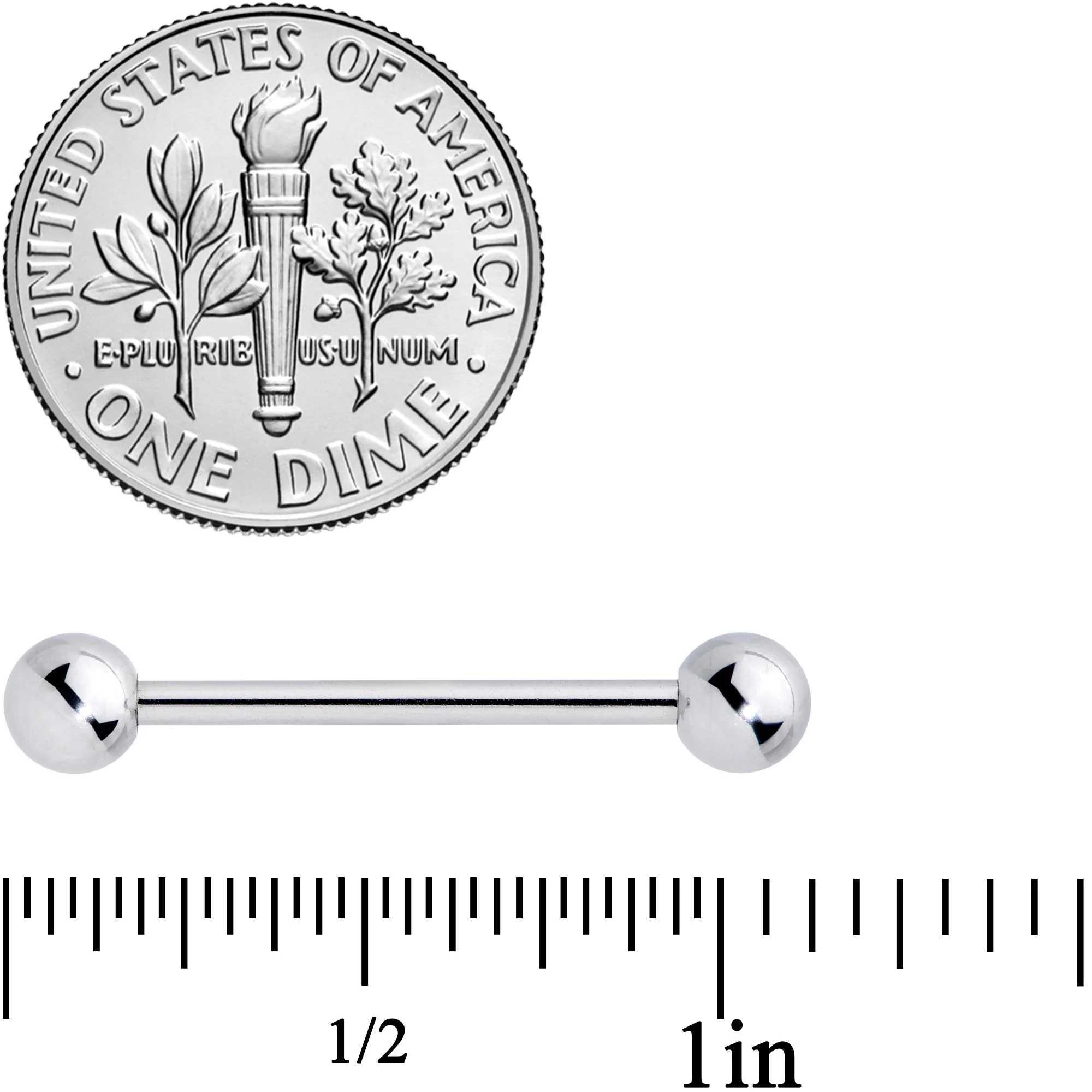 14G 3/4 Stainless Steel Extra Long Barbell Tongue Ring - Image 3