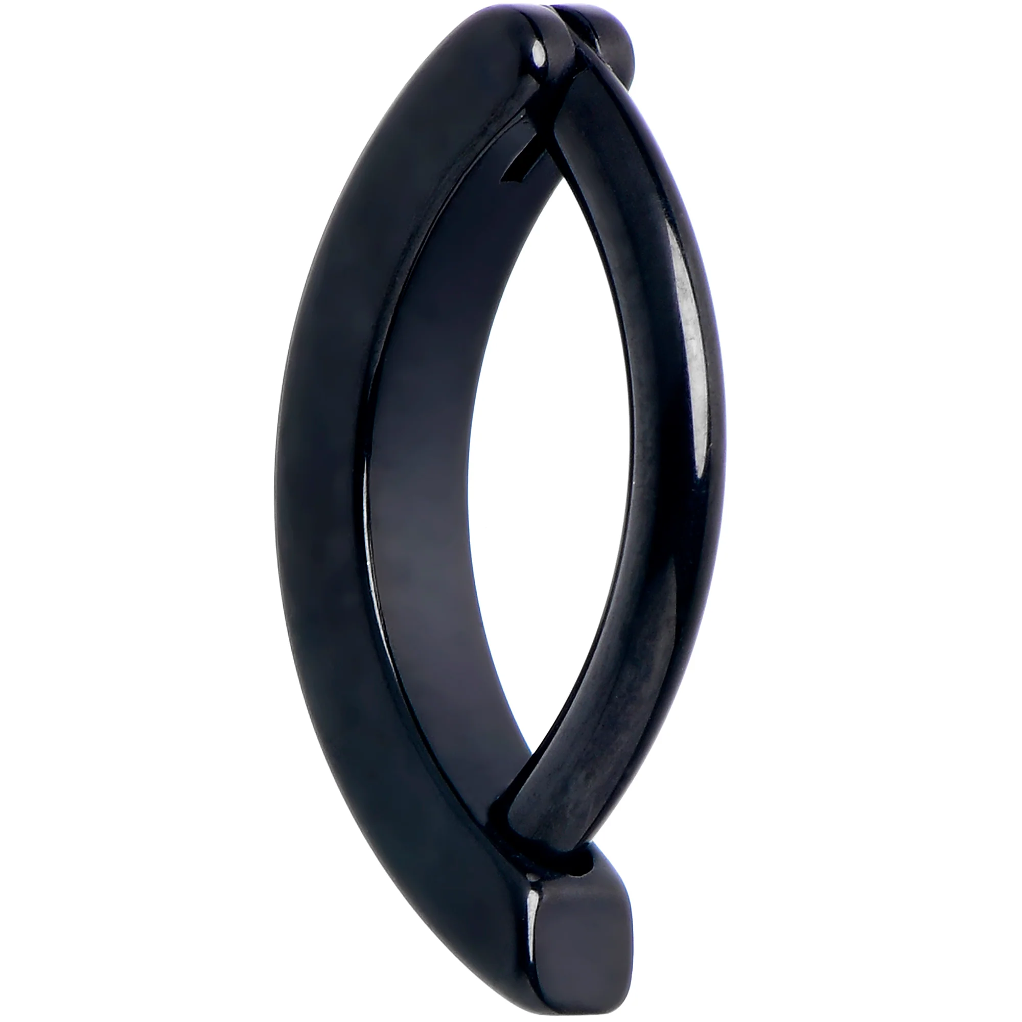 14G 3/8 Black 316L Surgical Steel Smooth Style Hinged Hoop Belly Ring - Image 5