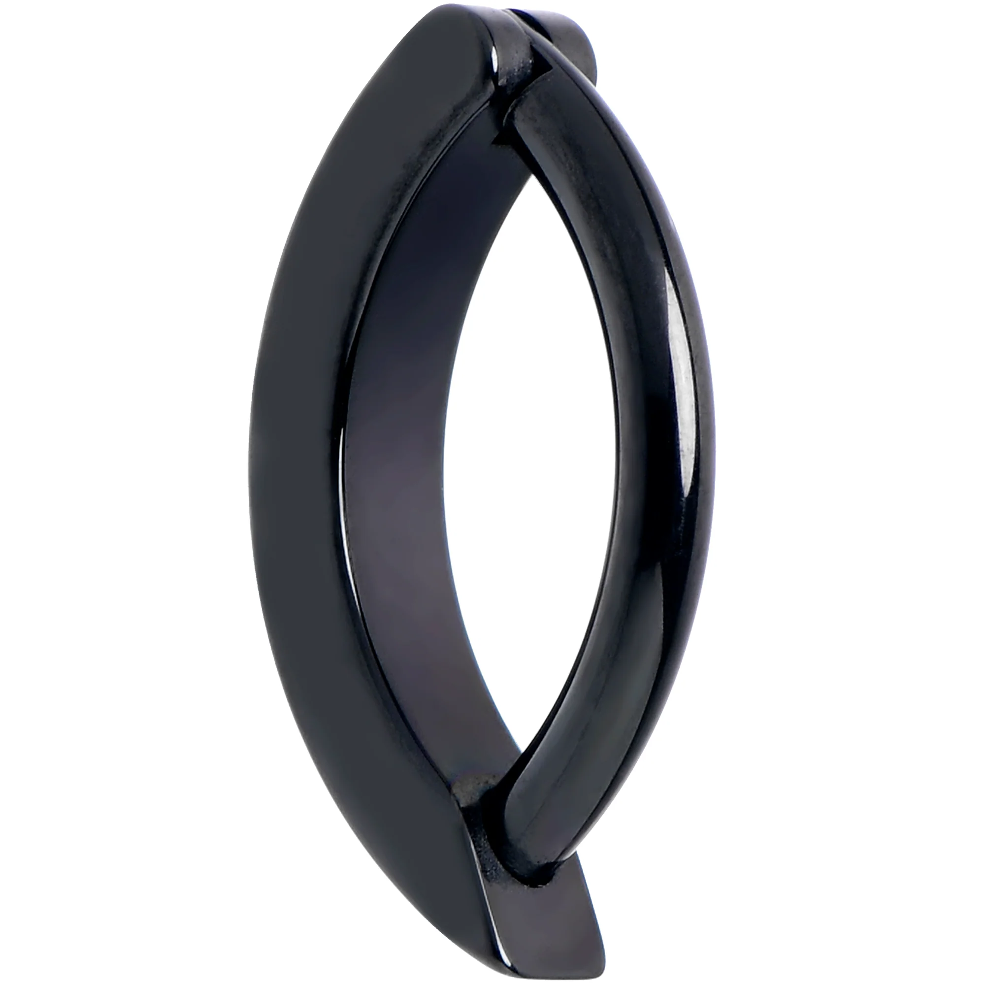 14G 3/8  Black Implant Grade Titanium CZ Paved Hinged Hoop Belly Ring - Image 7