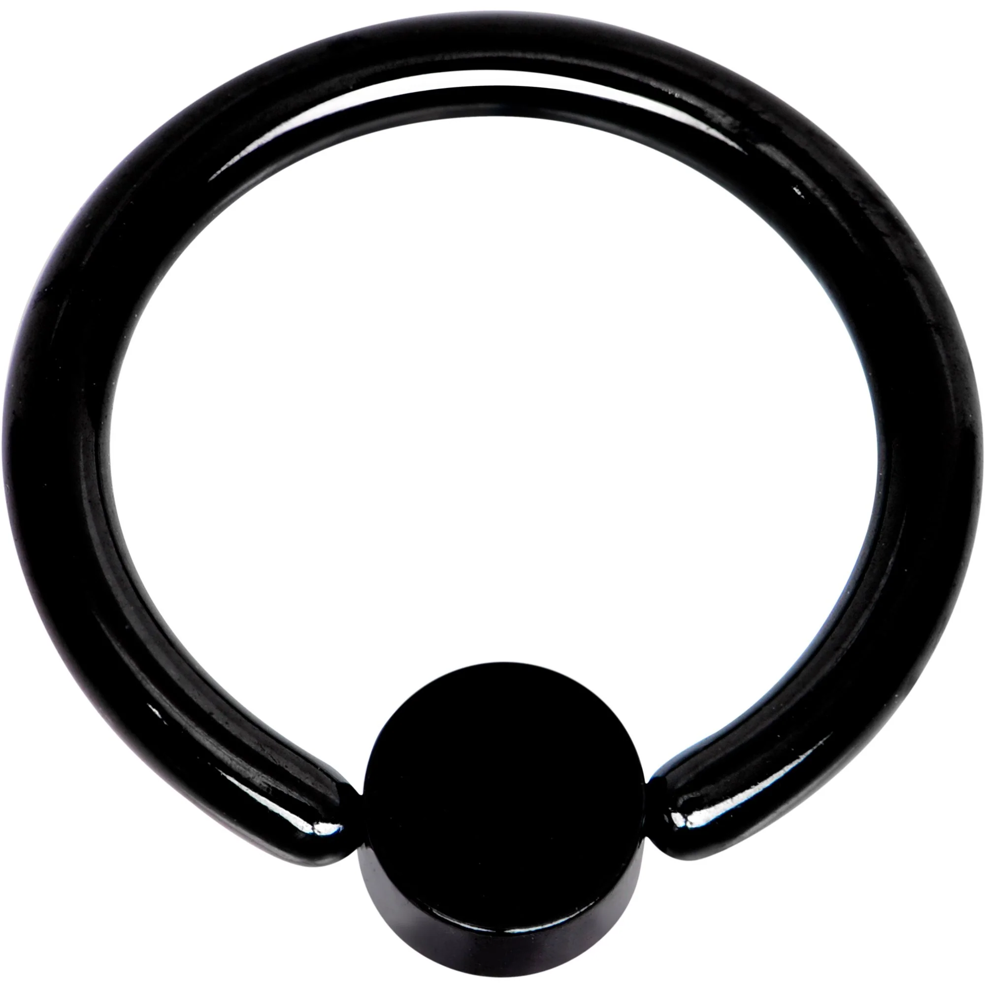 14G 3/8 Clear Gem 4mm Disc Black IP BCR Captive Ring - Image 2