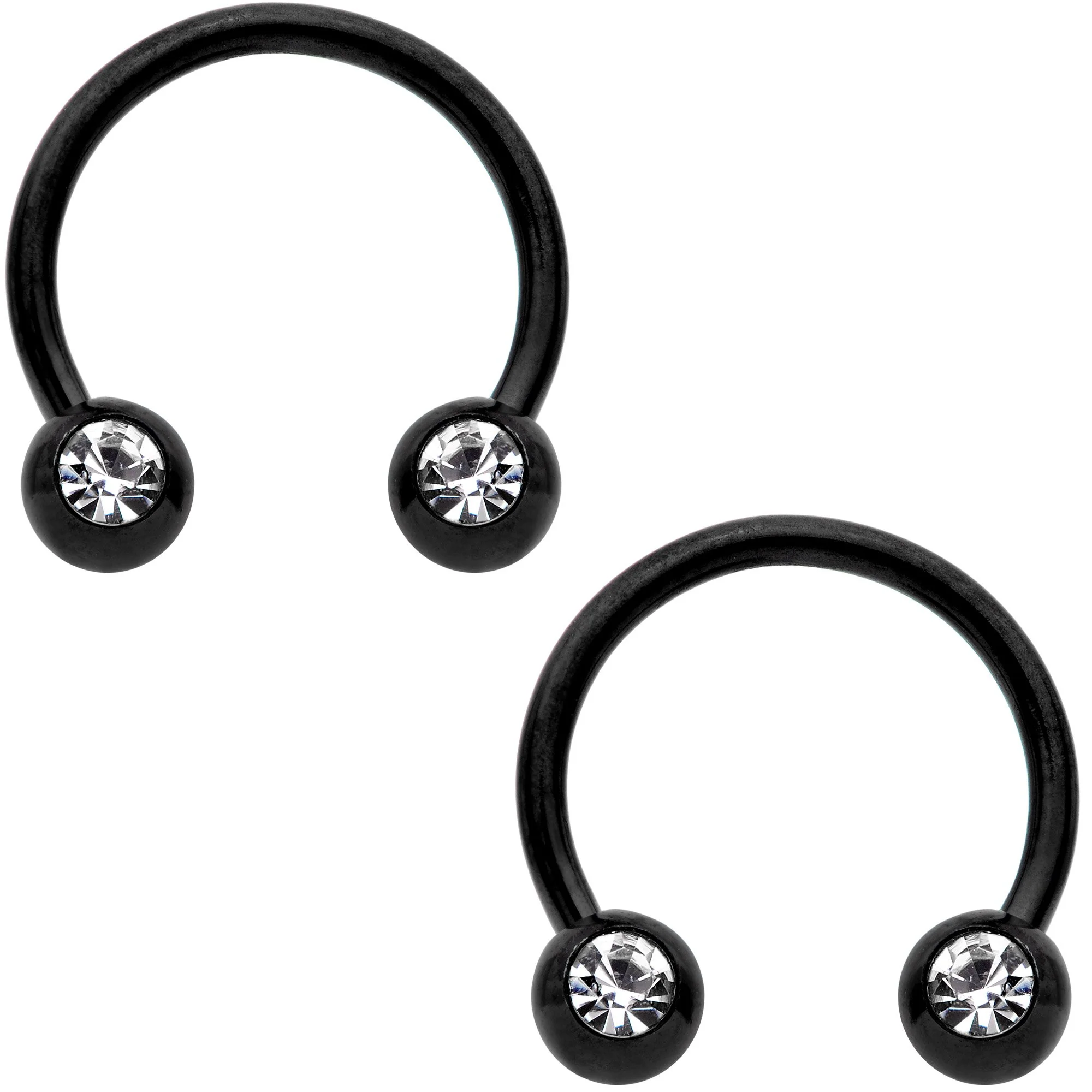 16G 3/8 Clear Gem Variety Horseshoe Nipple Ring Set of 6 - Image 3