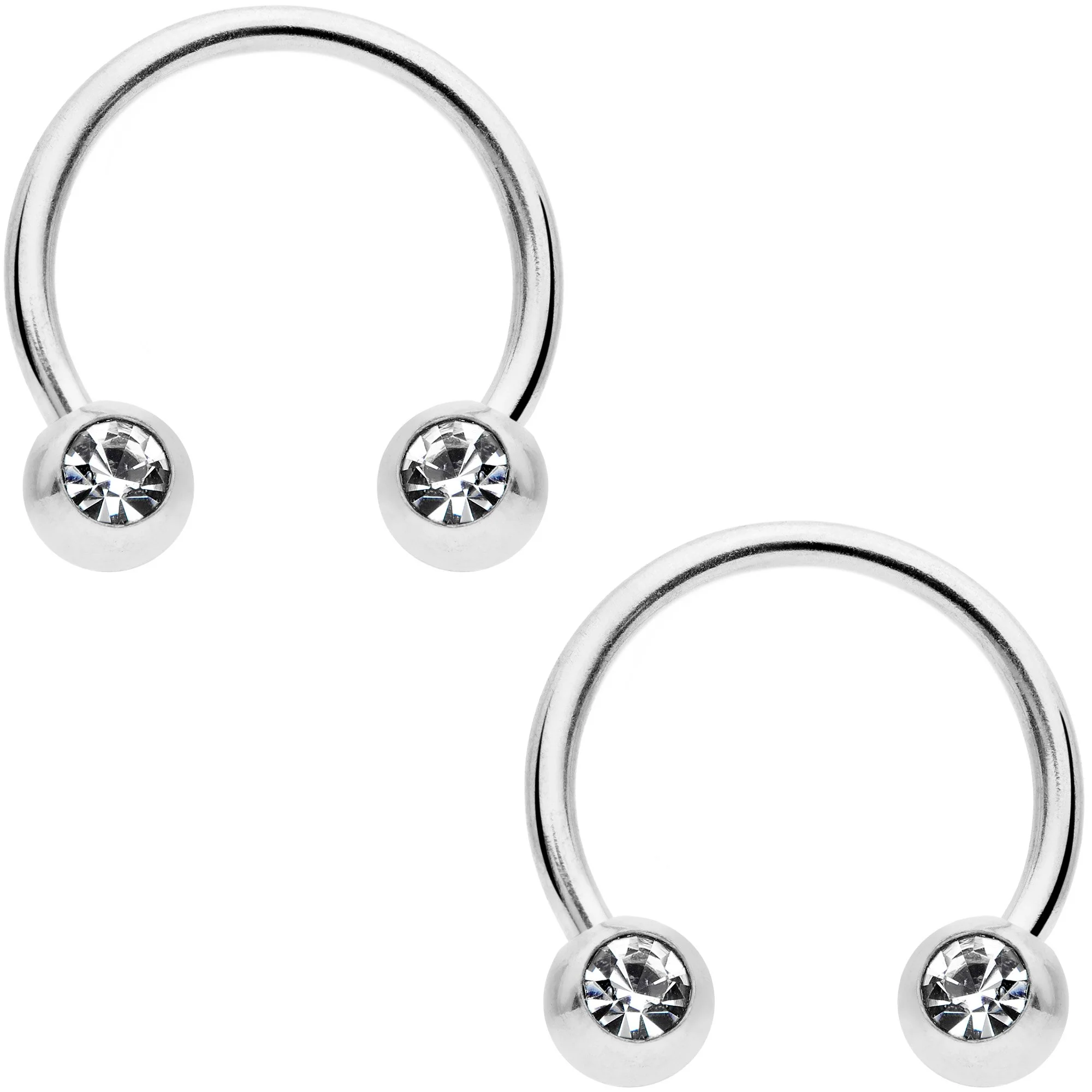 16G 3/8 Clear Gem Variety Horseshoe Nipple Ring Set of 6 - Image 4