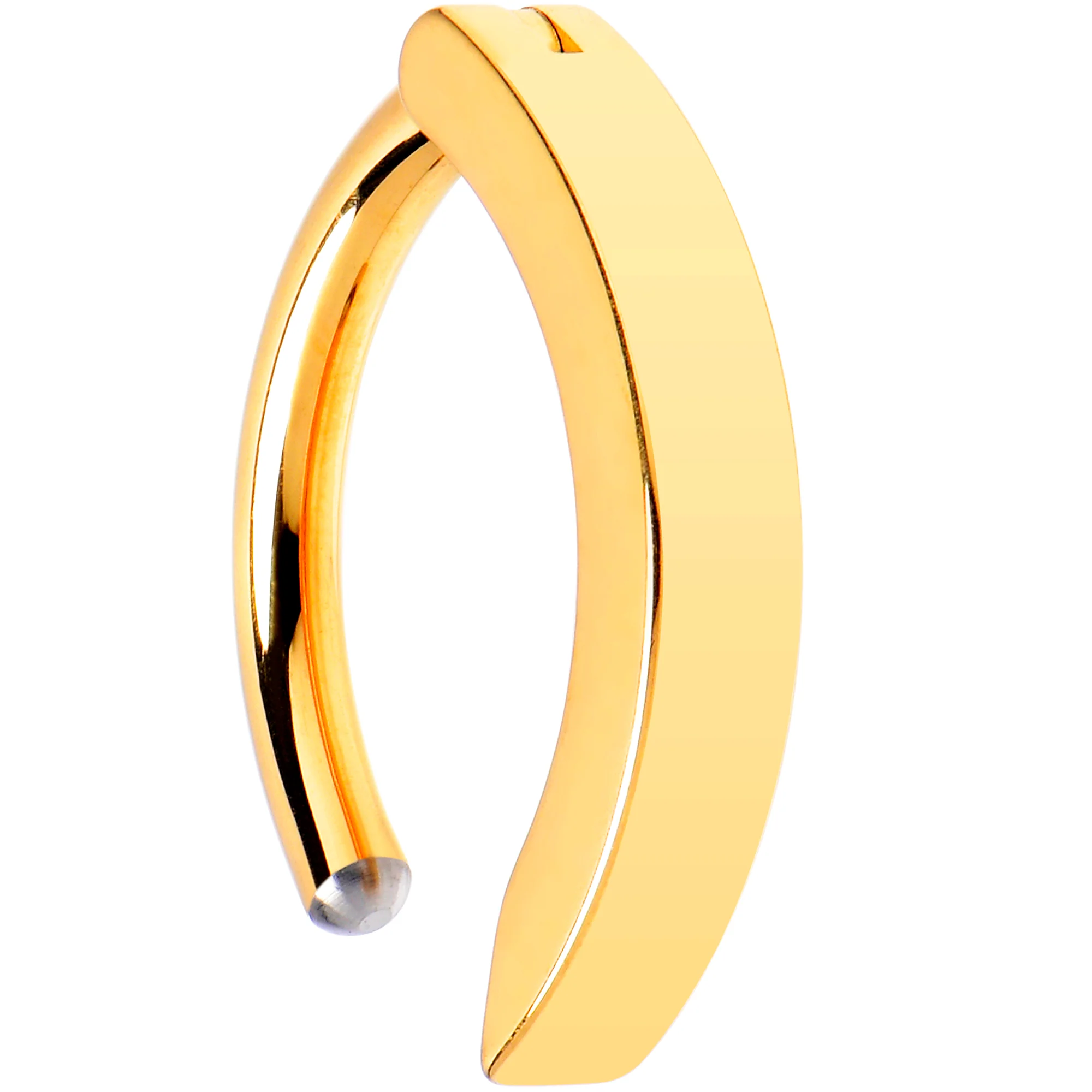 14G 3/8 Gold Tone 316L Surgical Steel Hinged Hoop Belly Ring - Image 4