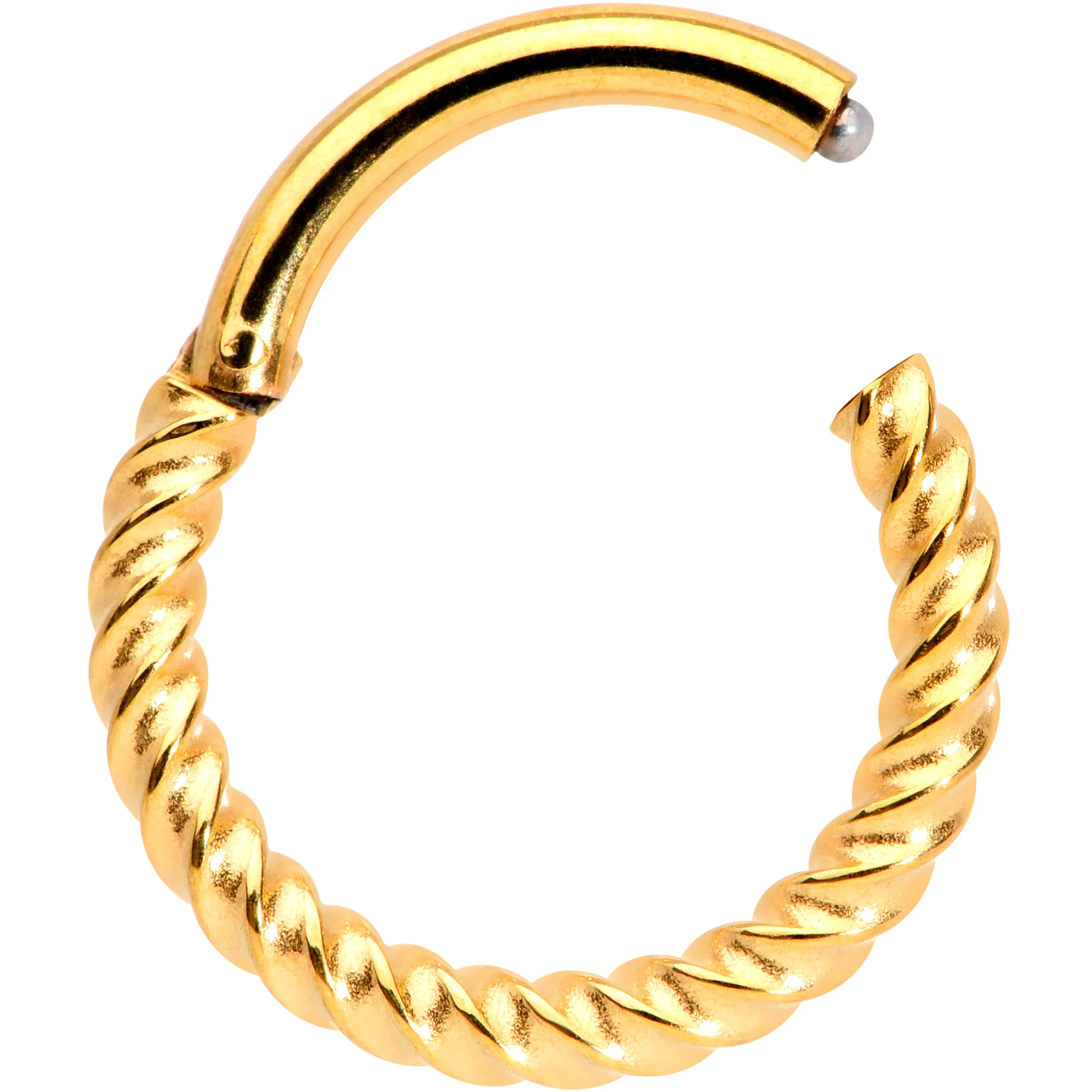 14G 3/8 Gold Tone Twisted Elegance Septum Clicker - Image 2