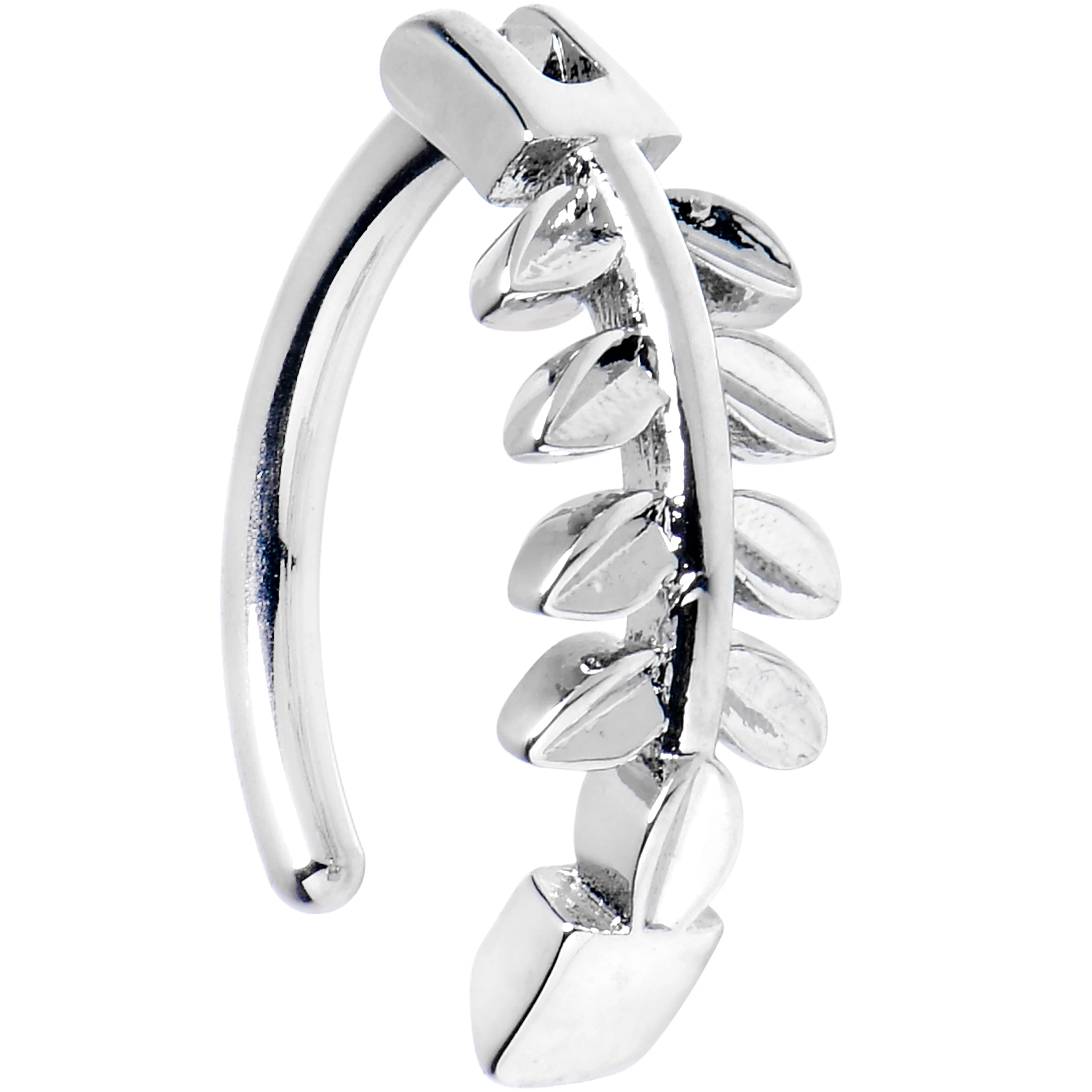 14G 3/8 Grade 23 Titanium Leafy Branch Hinged Hoop Belly Ring - Image 2