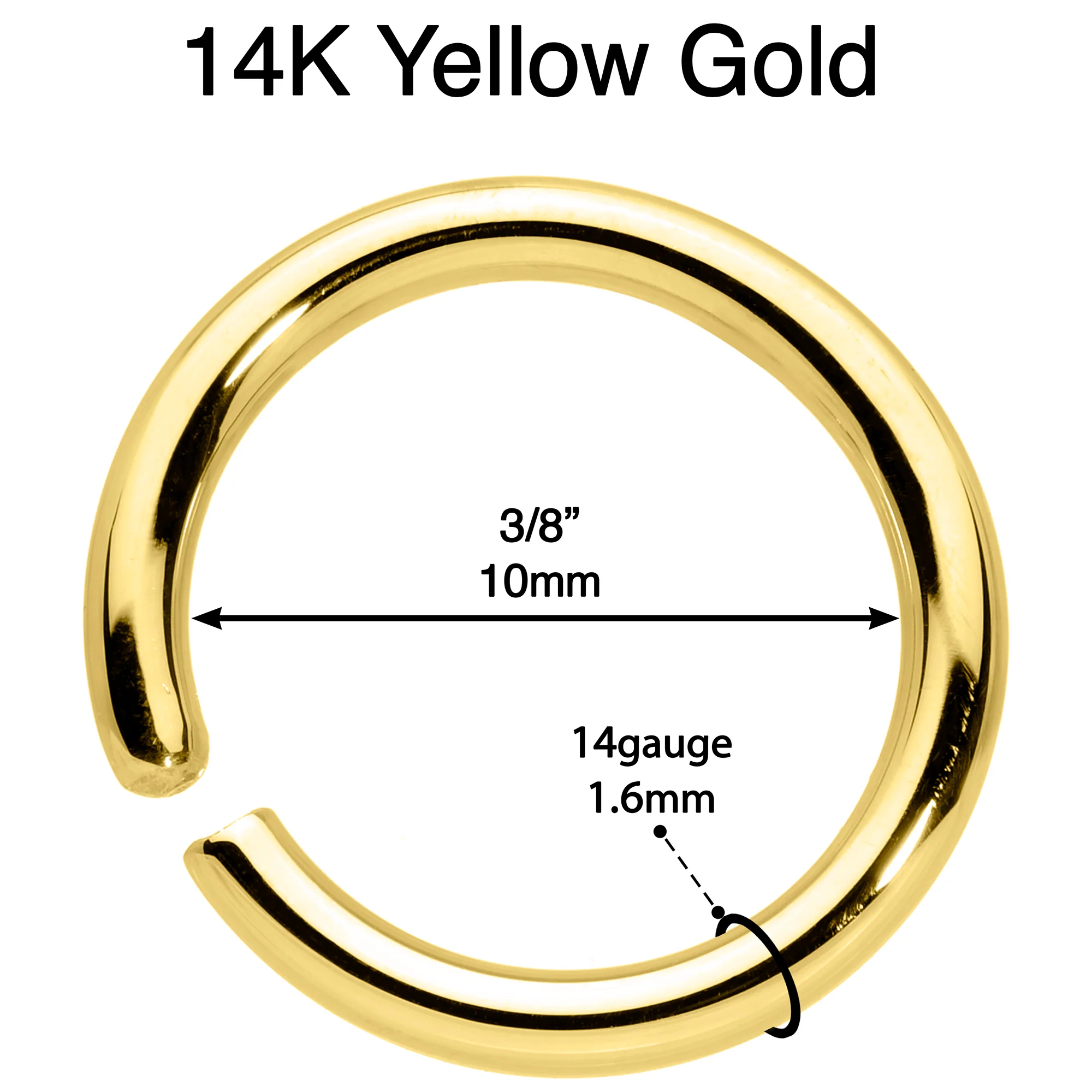 14G 3/8 Handcrafted Solid 14k Yellow Gold Seamless Circular Ring - Image 3
