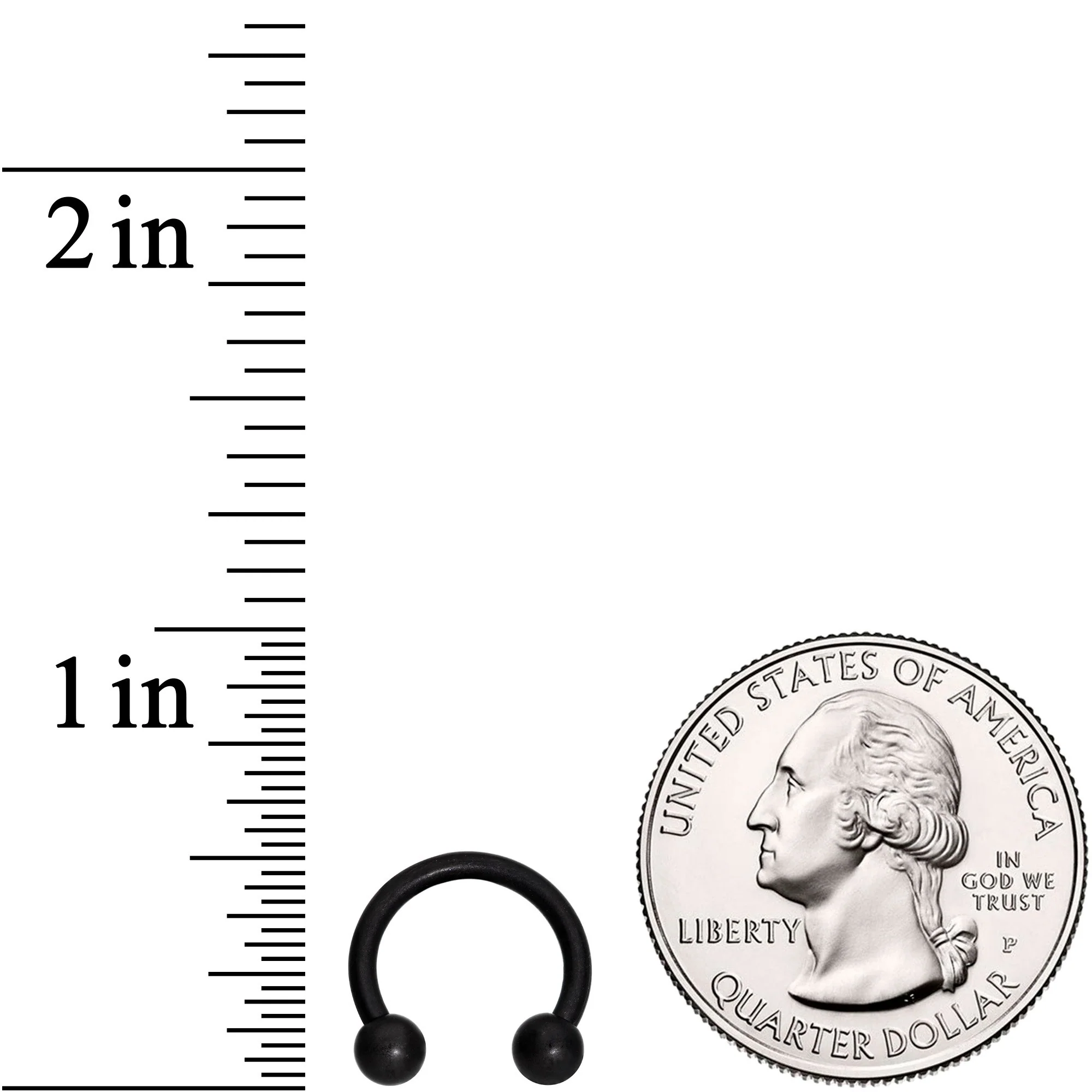 14G 3/8 Matte Black Horseshoe Circular Barbell - Image 2