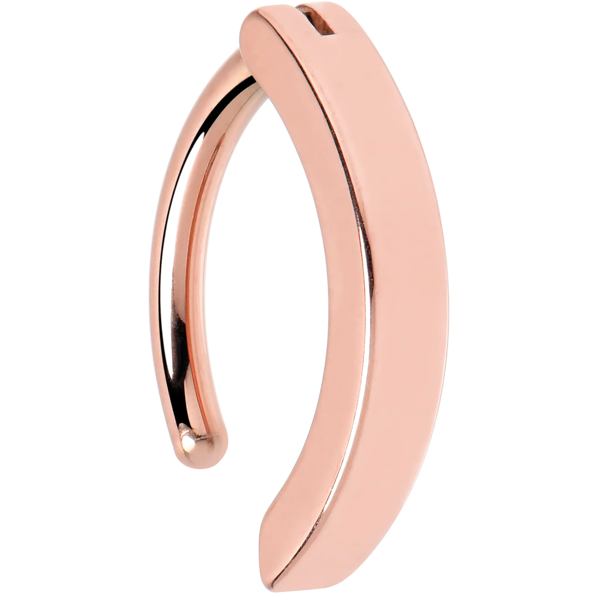 14G 3/8 Rose Gold Tone 316L Surgical Steel Smooth Style Hinged Hoop Belly Ring - Image 3