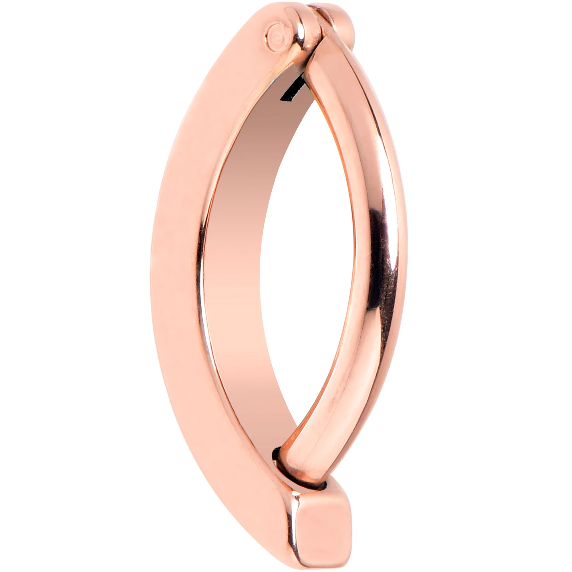 14G 3/8 Rose Gold Tone 316L Surgical Steel Smooth Style Hinged Hoop Belly Ring - Image 5