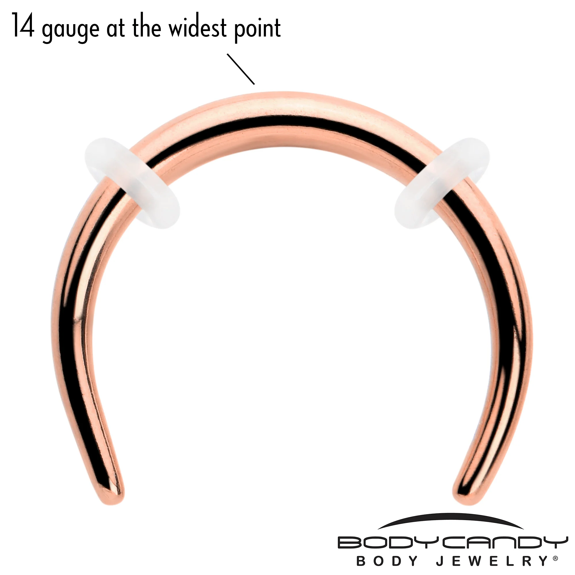 14G 3/8 Rose Gold Tone Pincher Crescent Taper - Image 3