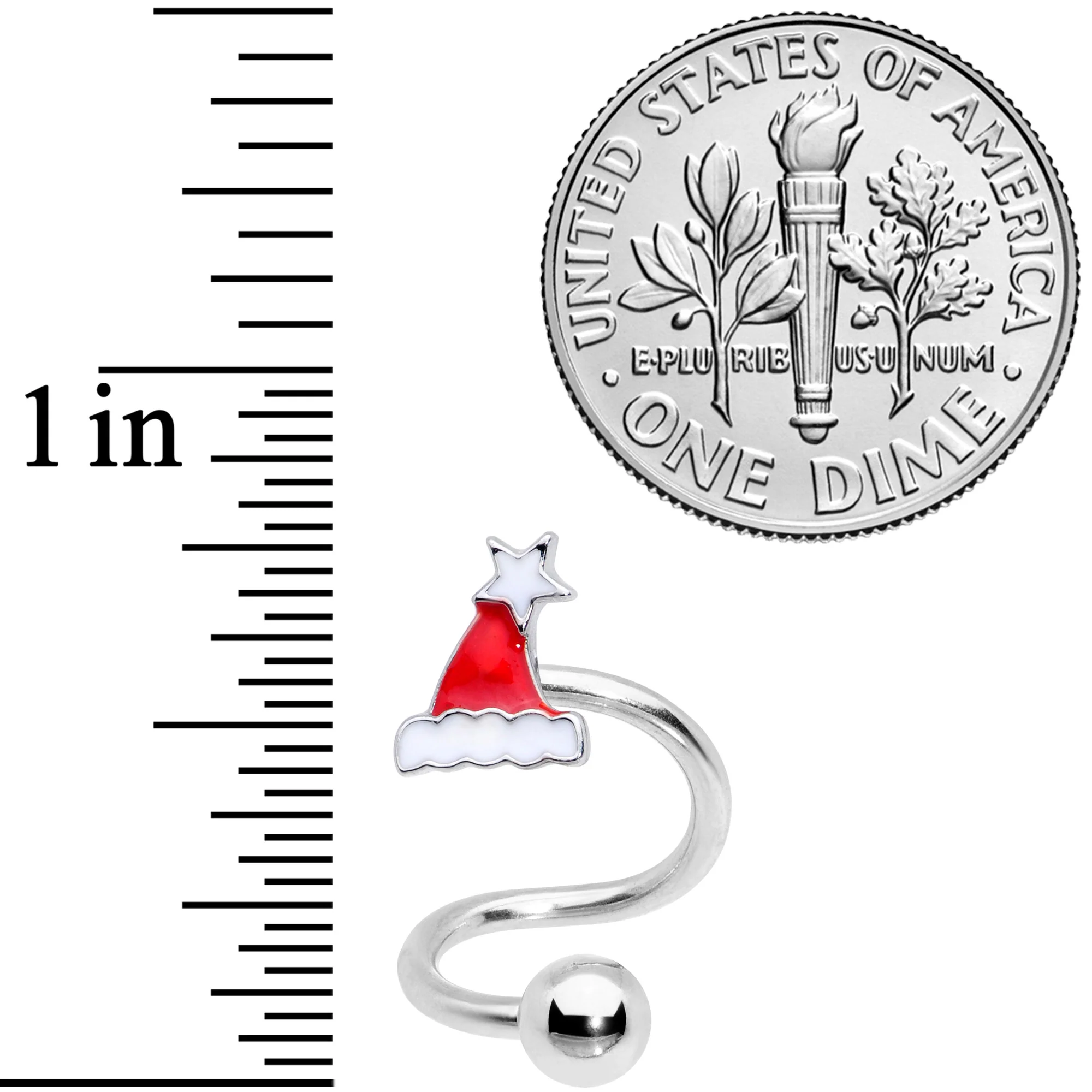 14G 3/8 Santa Hat Christmas Spiral Twister Belly Ring - Image 3