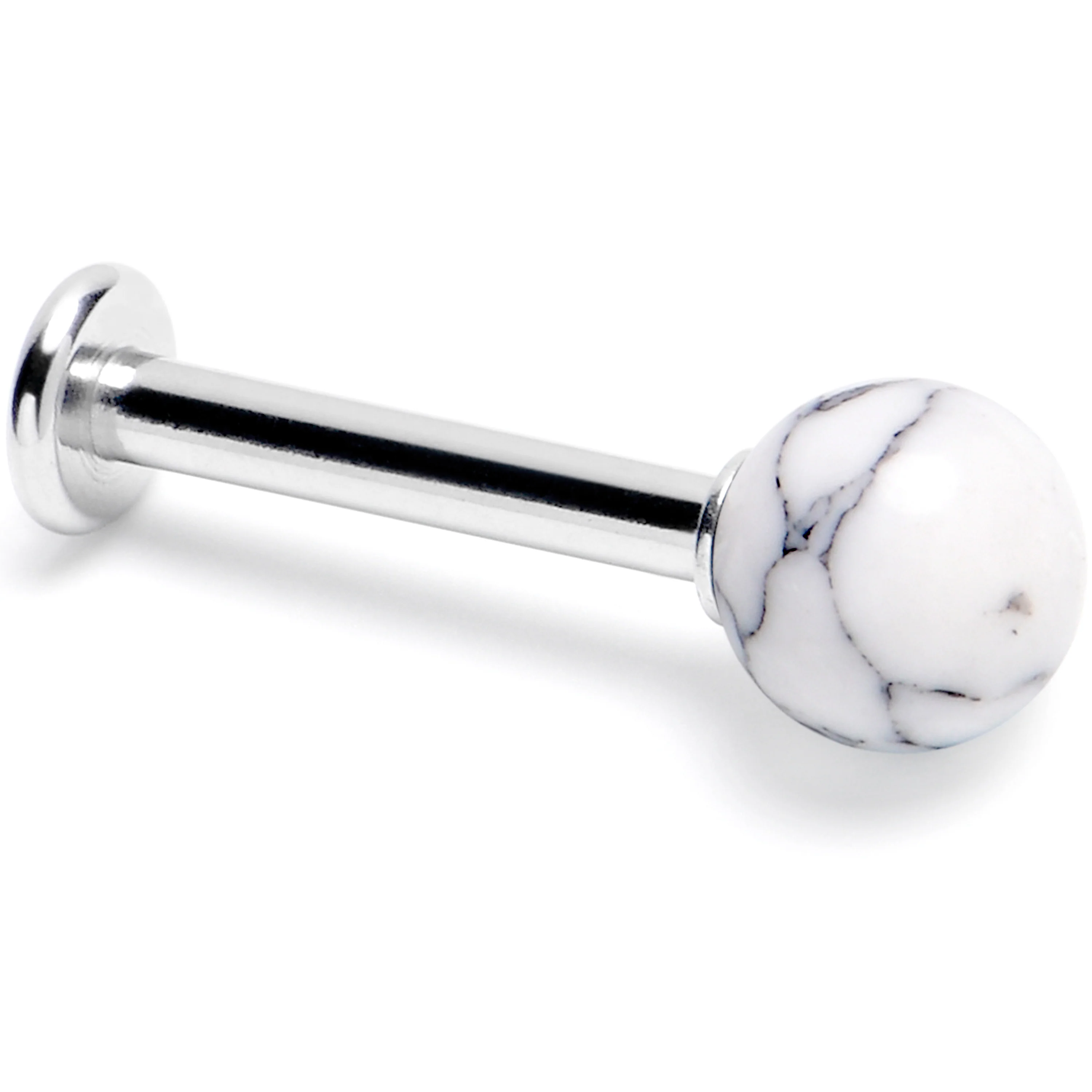14G 3/8 White Howlite Natural Stone Labret Tragus Earring