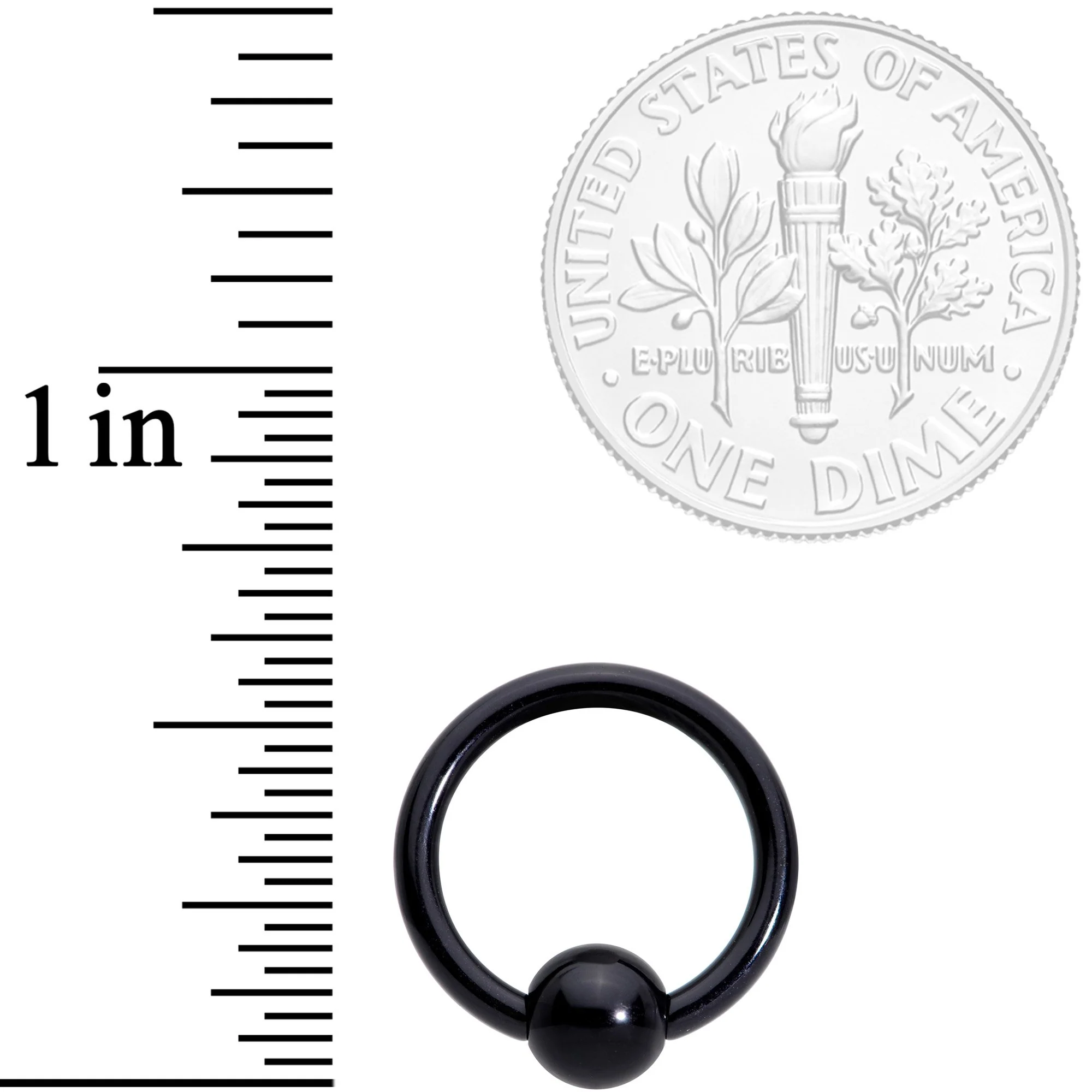 14G 3/8 Black Acrylic BCR Captive Ring - Image 2