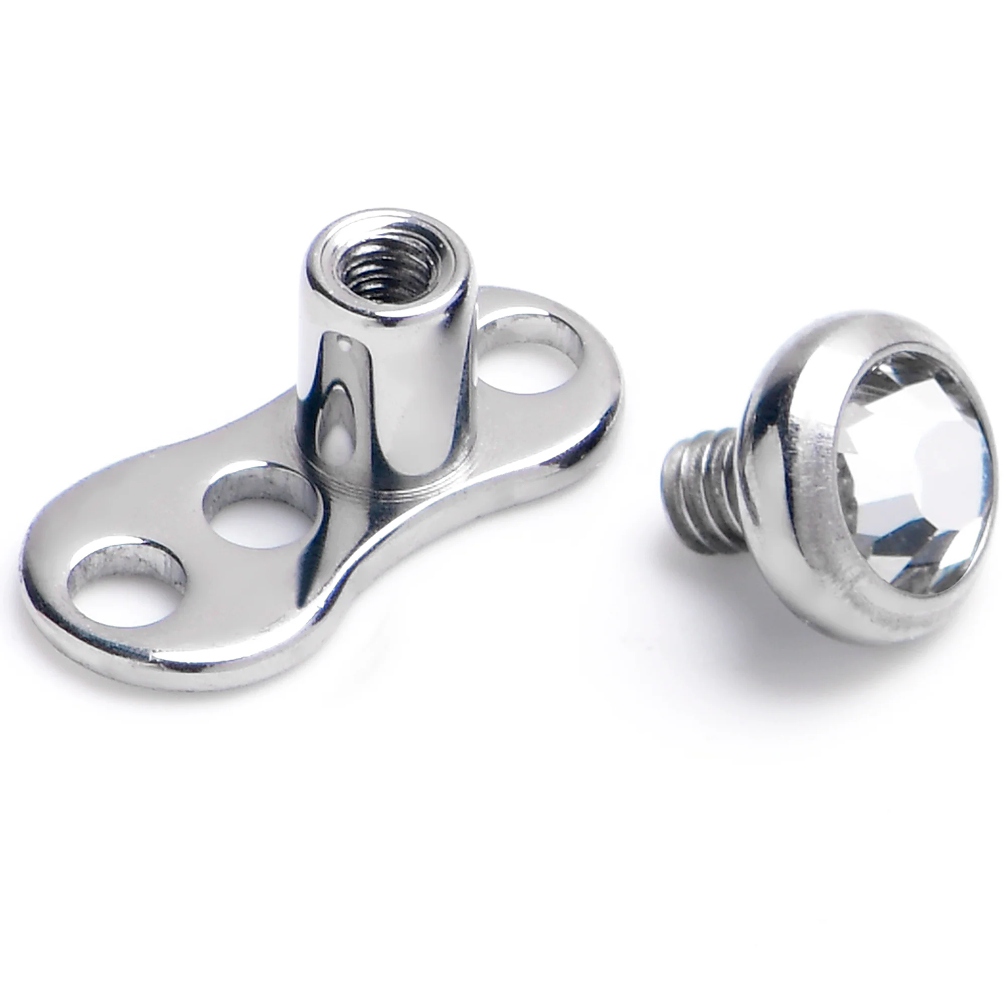 14G 3mm Gem Bezel Top 3 Hole Dermal Implant Grade Titanium Anchor Base - Image 2