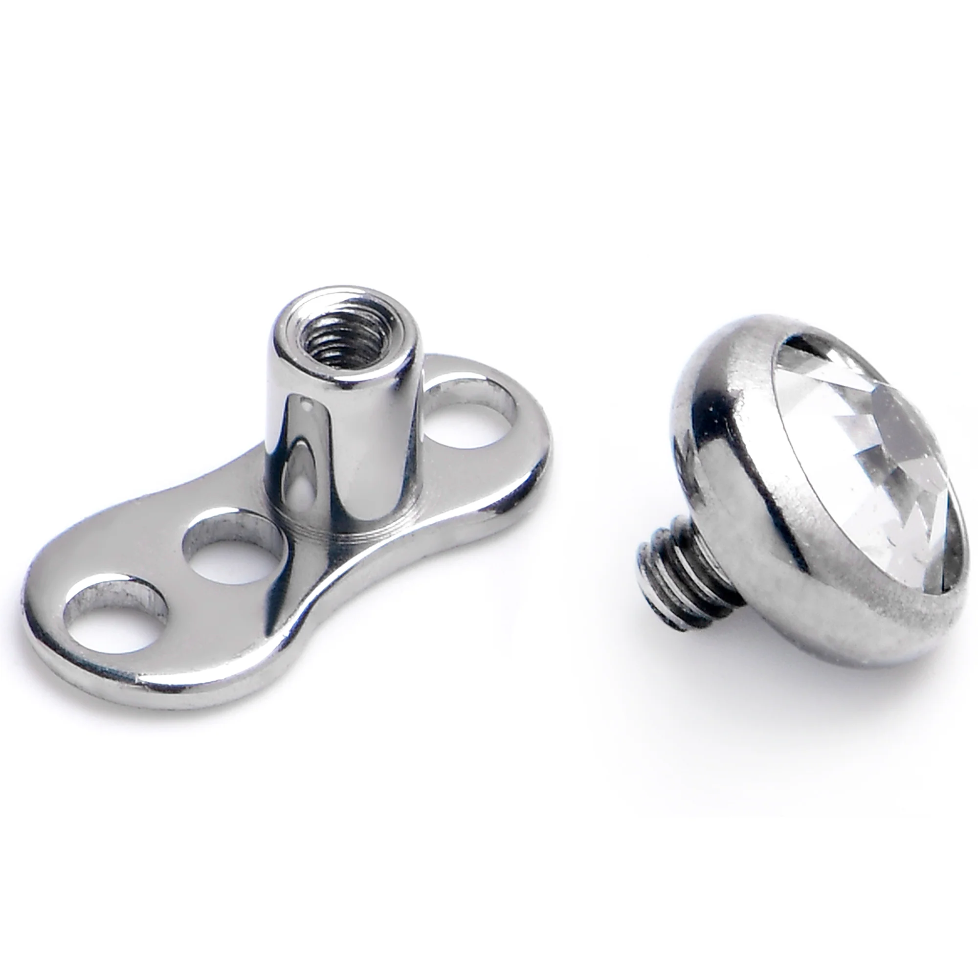 14G 4mm Gem Bezel Top 3 Hole Dermal Implant Grade Titanium Anchor Base - Image 2