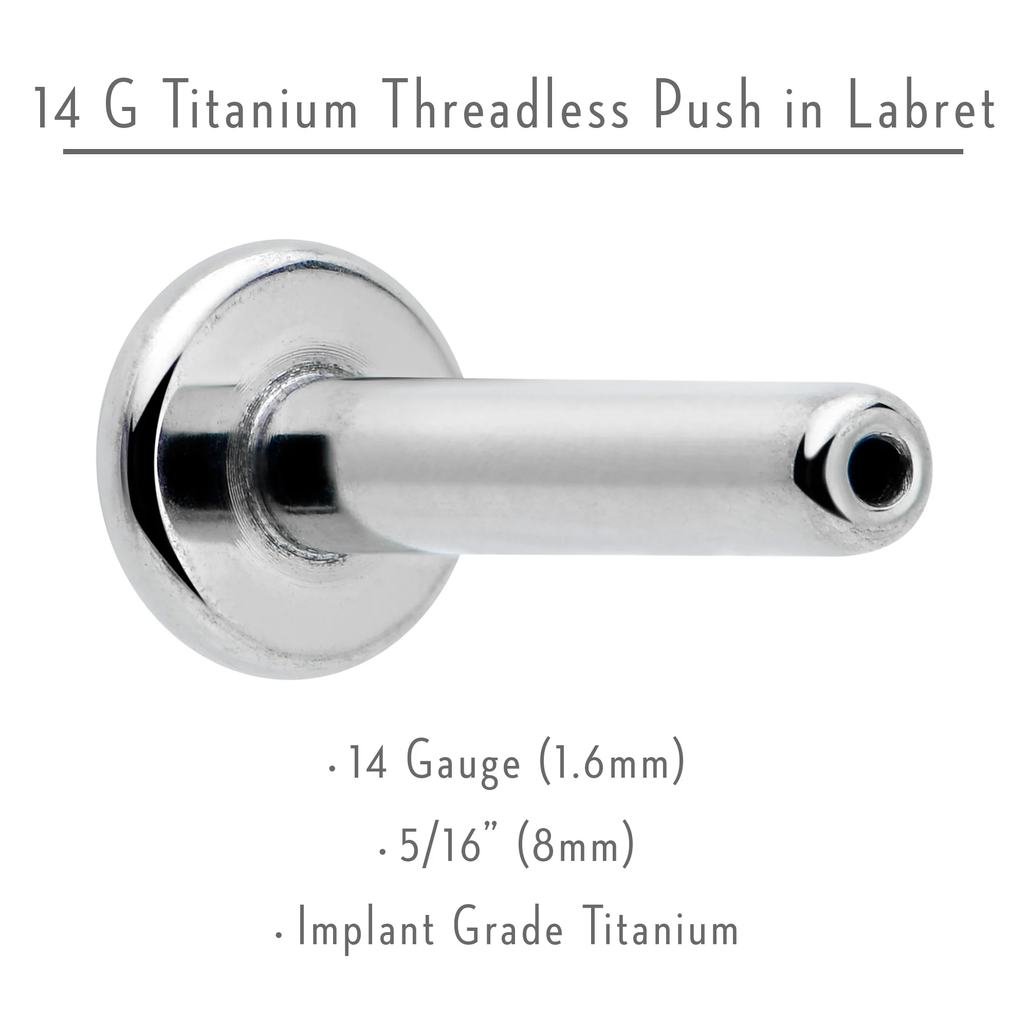 14G 5/16 G23 Titanium Threadless Post Only Labret Monroe Tragus - Image 3
