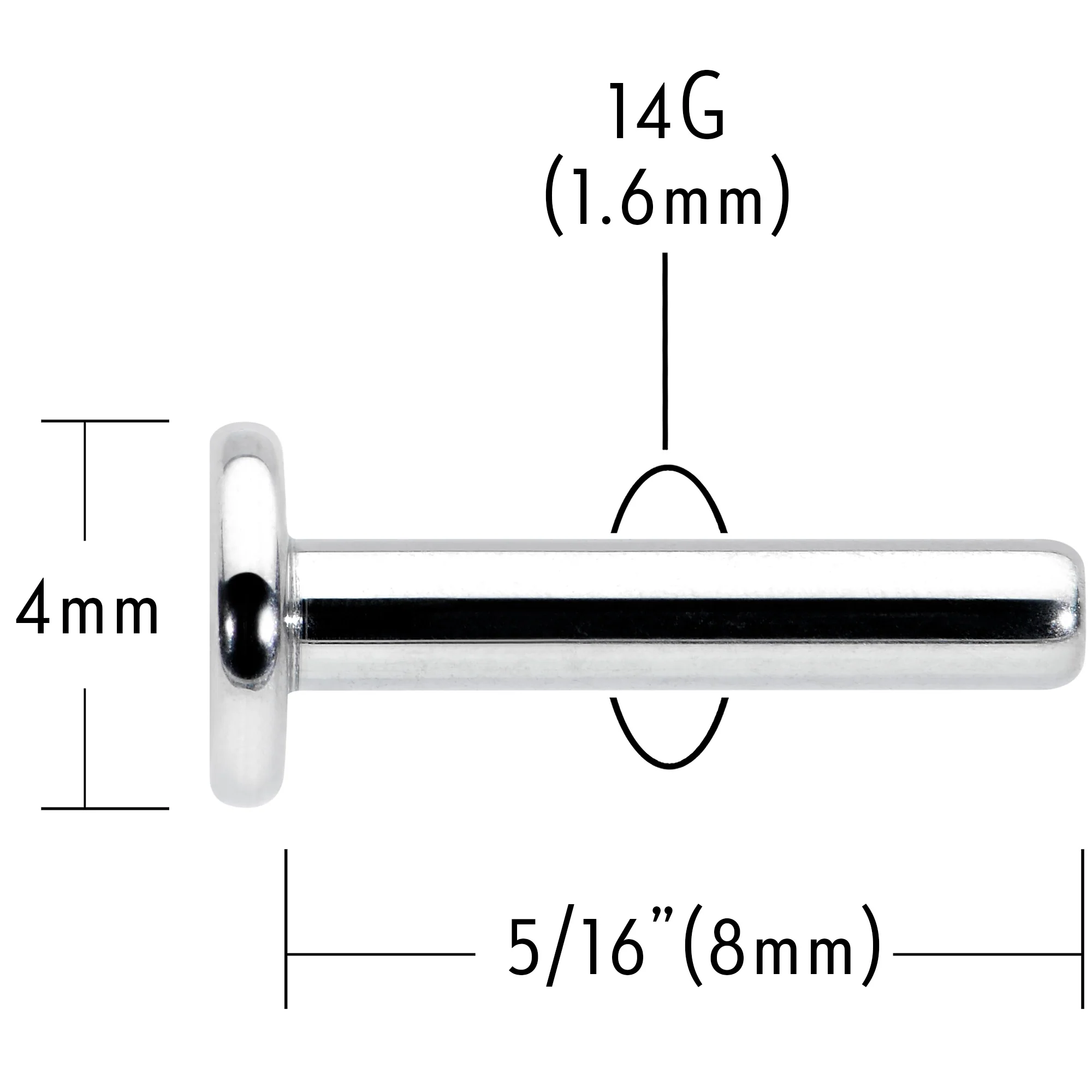 14G 5/16 G23 Titanium Threadless Post Only Labret Monroe Tragus - Image 6