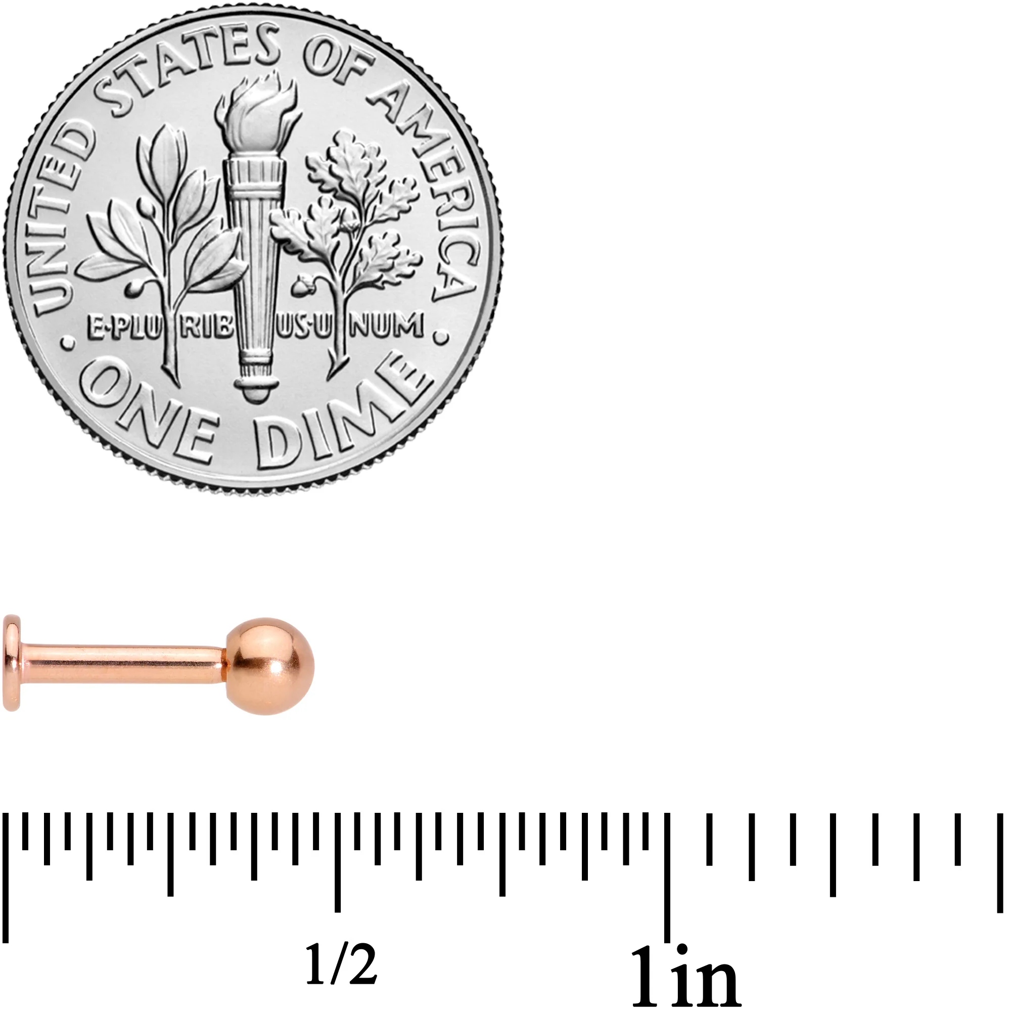 14G 5/16 Rose Gold Tone Simple Labret Monroe Tragus - Image 4