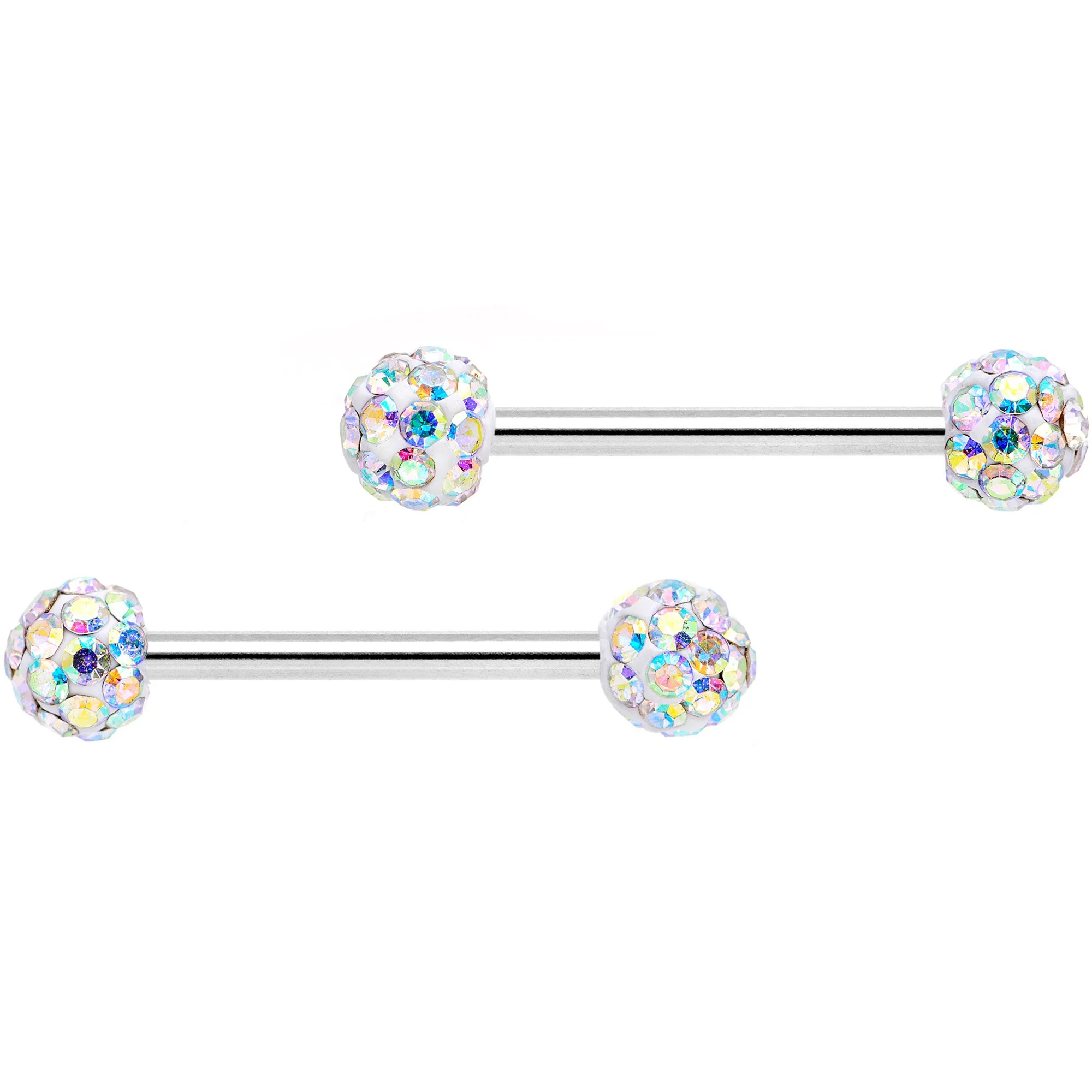 14G 5/8 9/16 Clear Gem Multi Color Roses Barbell Nipple Ring Set - Image 3