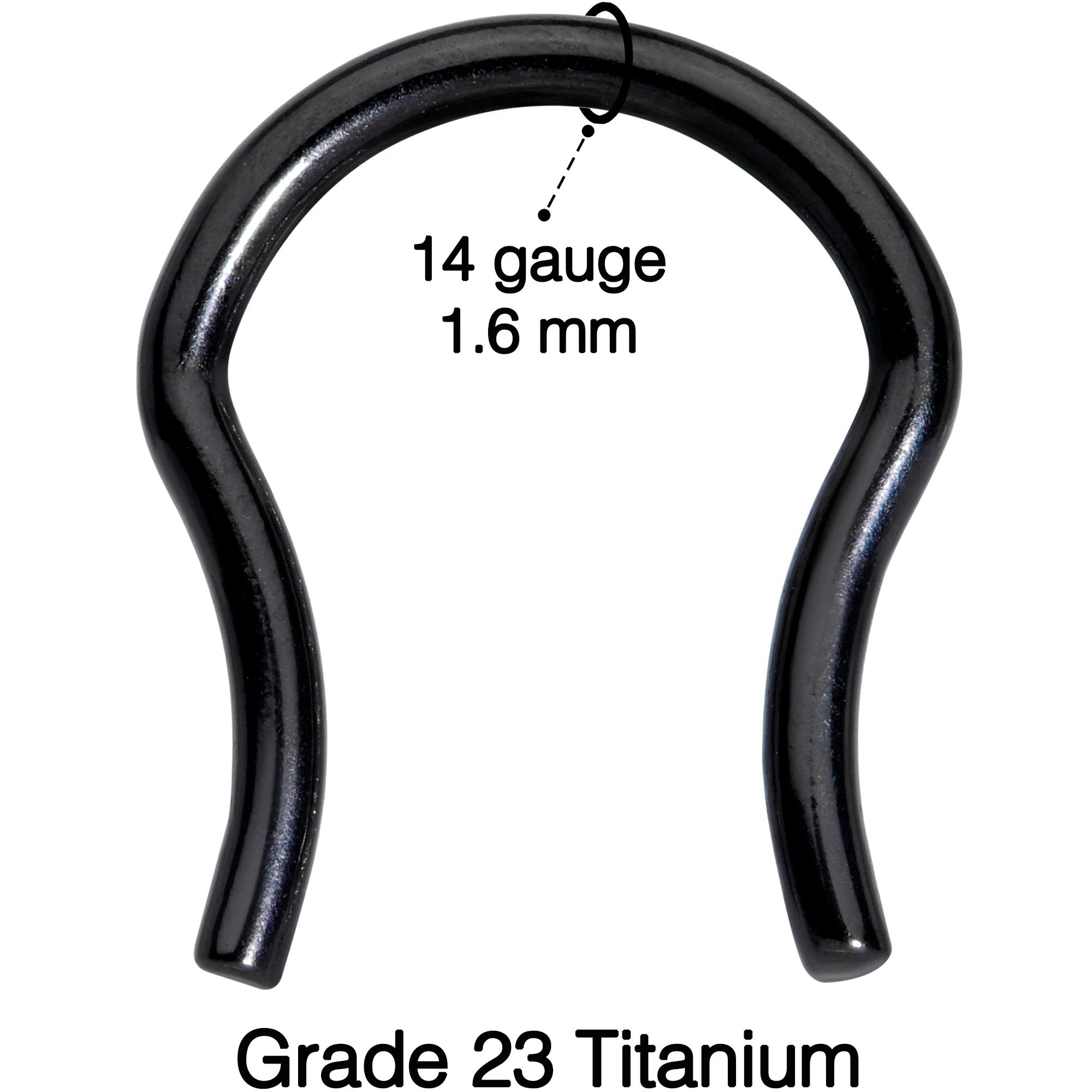 14G 5/8 ASTM F-136 Black Titanium Septum Retainer - Image 3