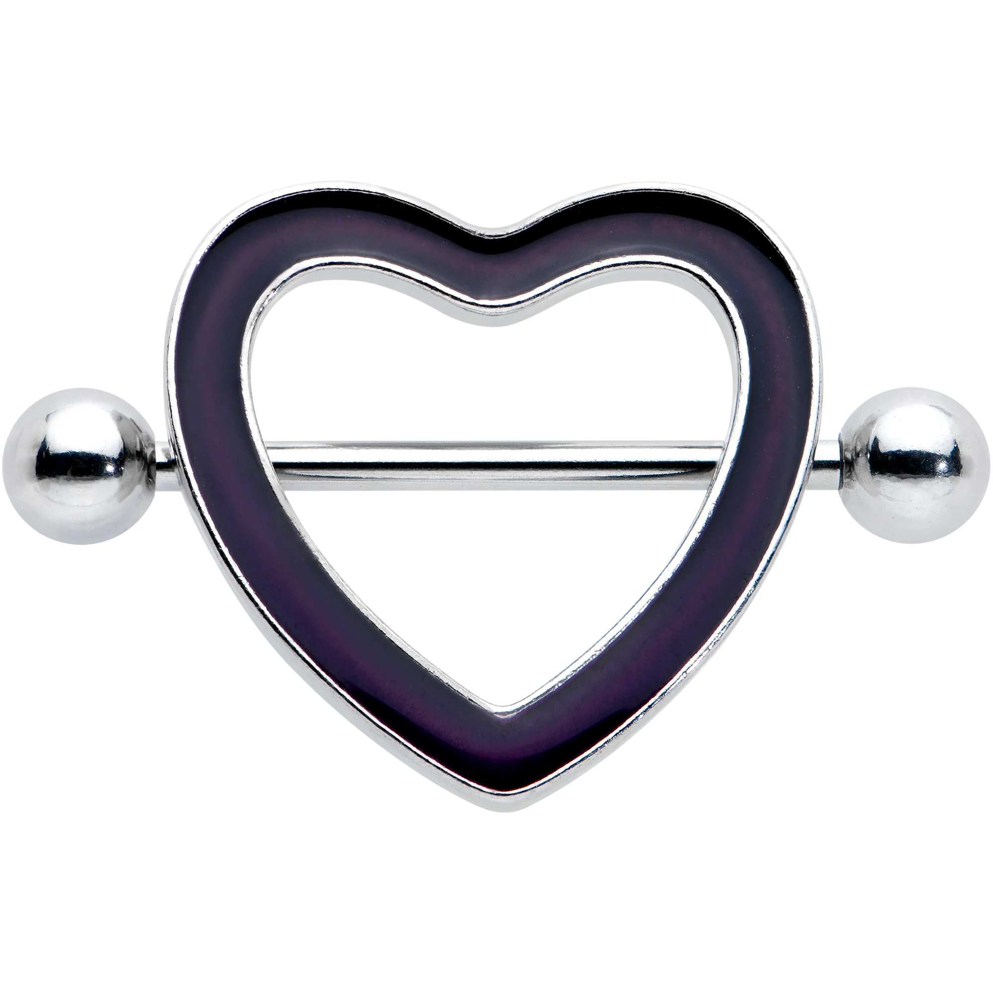14G 5/8 Black Heart Valentine Glow in the Dark Nipple Shield Set - Image 2