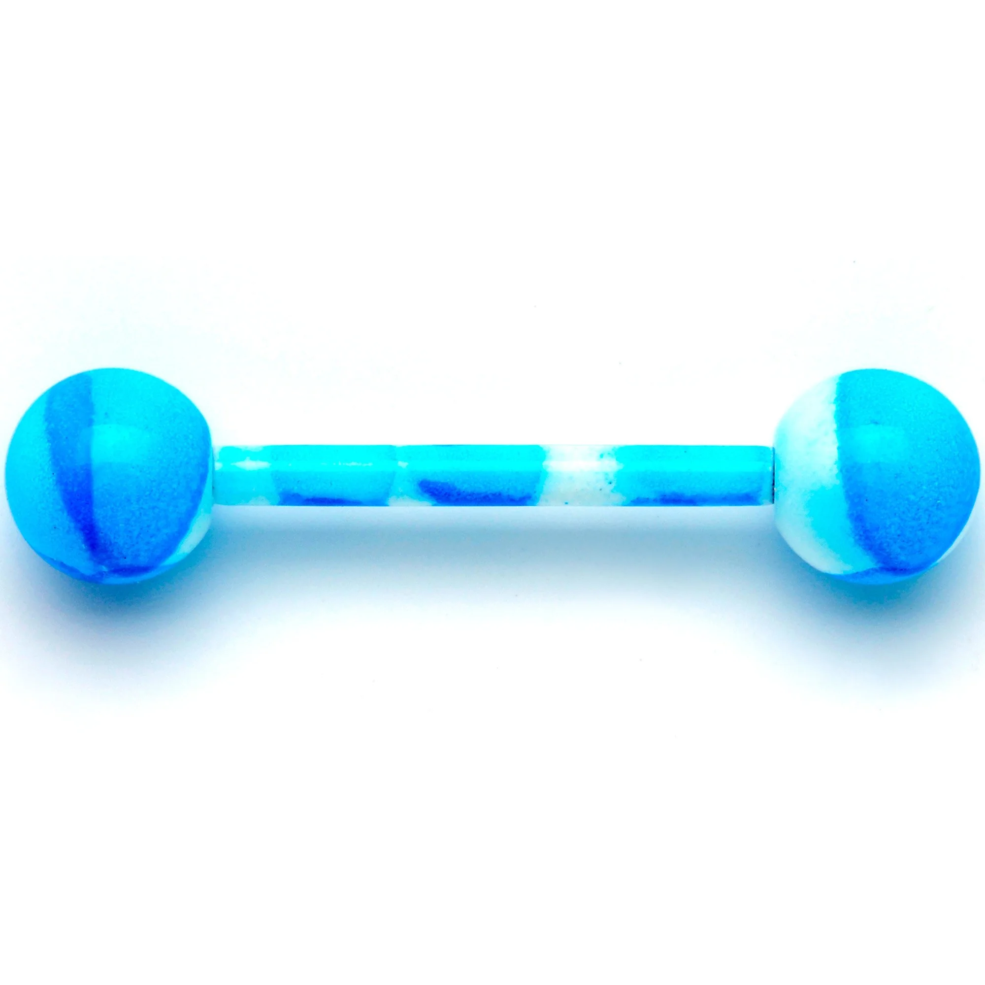 14G 5/8 Blue Camouflage Straight Barbell Tongue Ring - Image 2