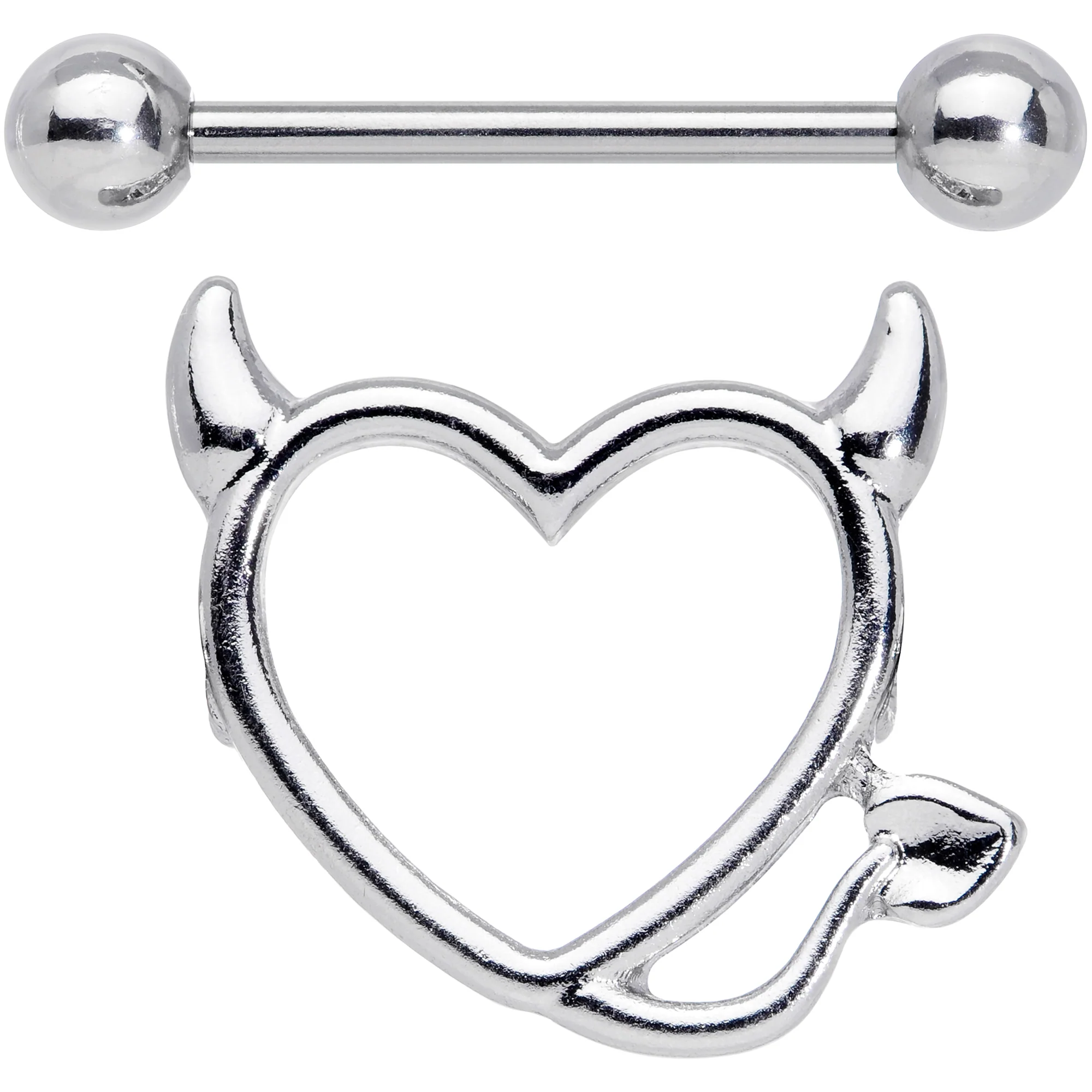 14G 5/8 Devil Heart Valentine Nipple Shield Set - Image 3