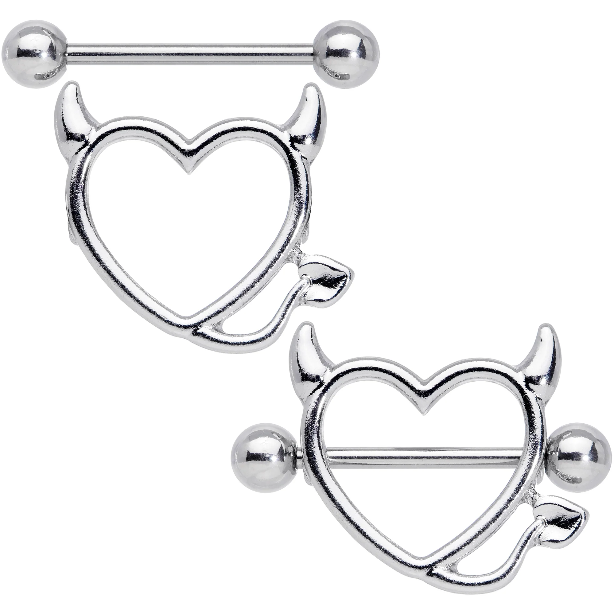 14G 5/8 Devil Heart Valentine Nipple Shield Set - Image 4
