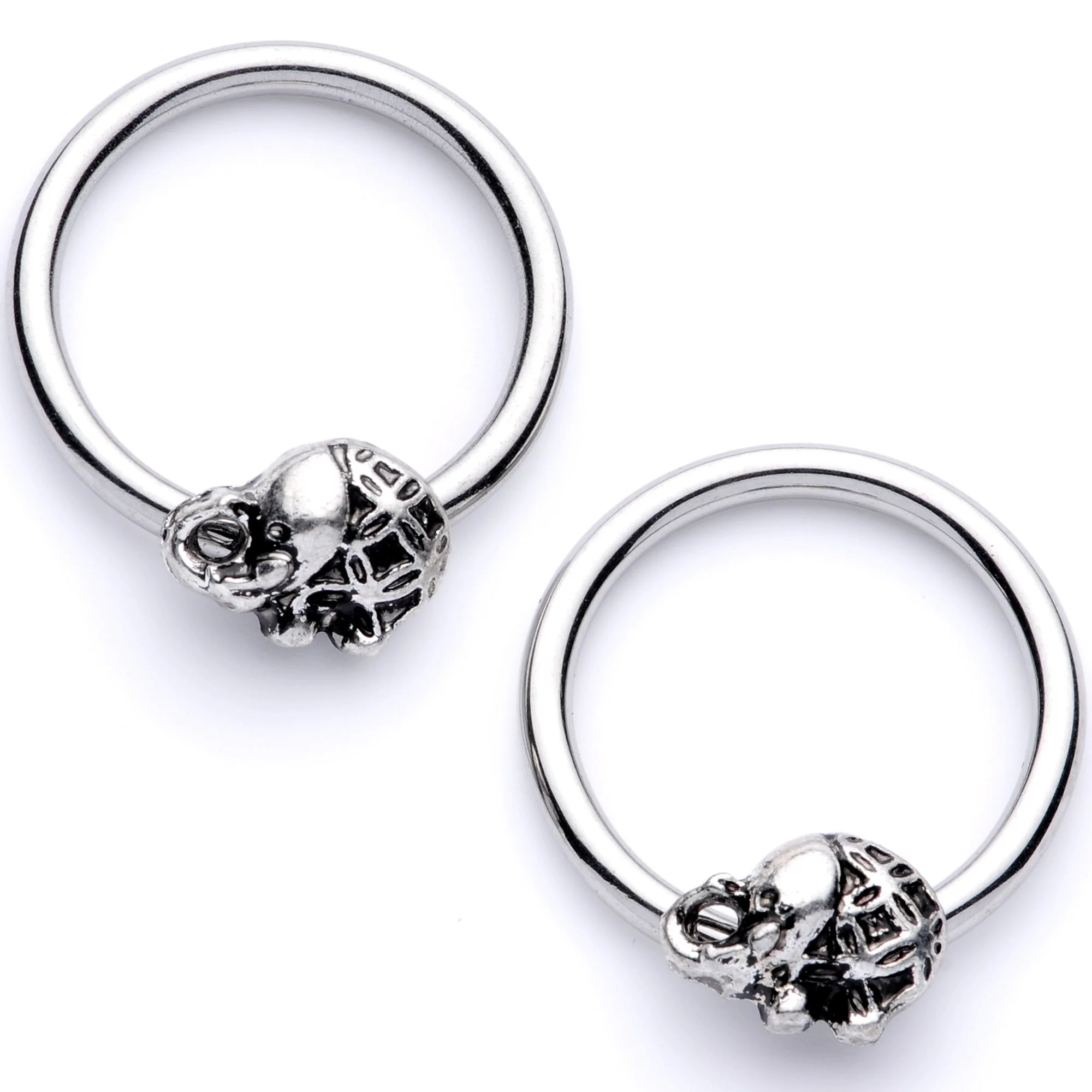 14G 5/8 Elephant BCR Captive Nipple Ring Set - Image 2
