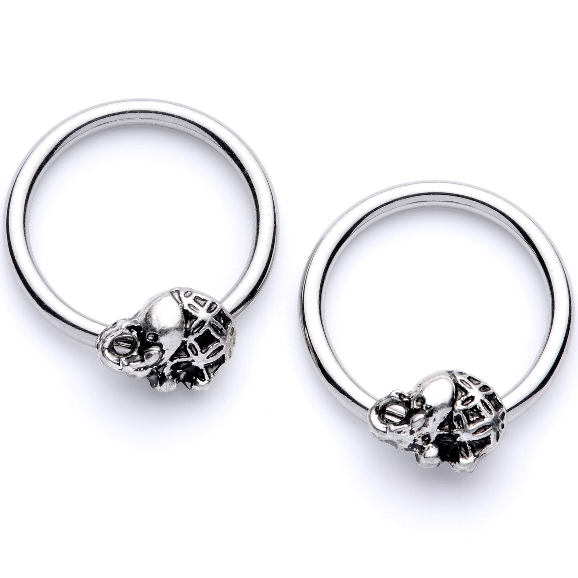 14G 5/8 Elephant BCR Captive Nipple Ring Set - Image 3