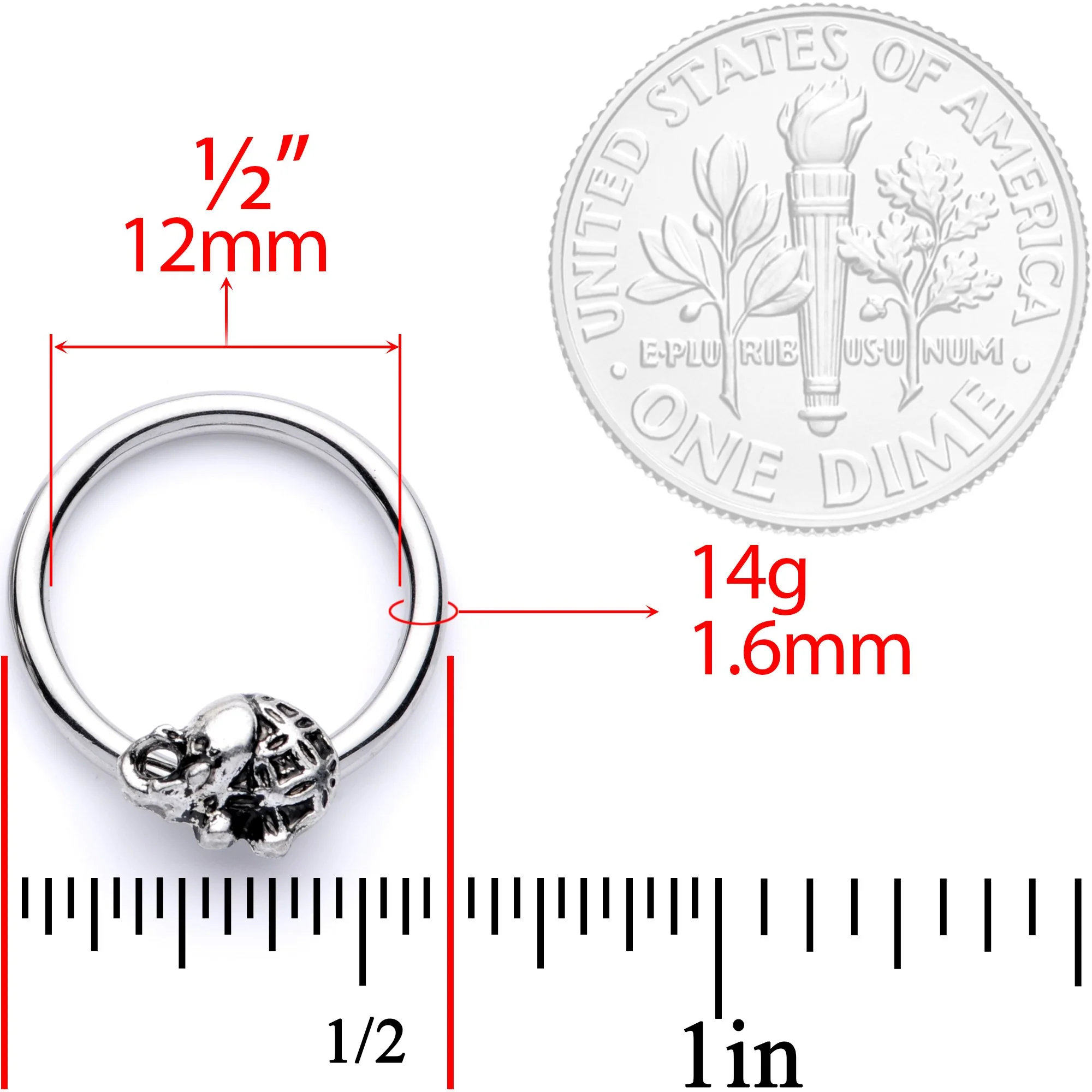 14G 5/8 Elephant BCR Captive Nipple Ring Set - Image 4