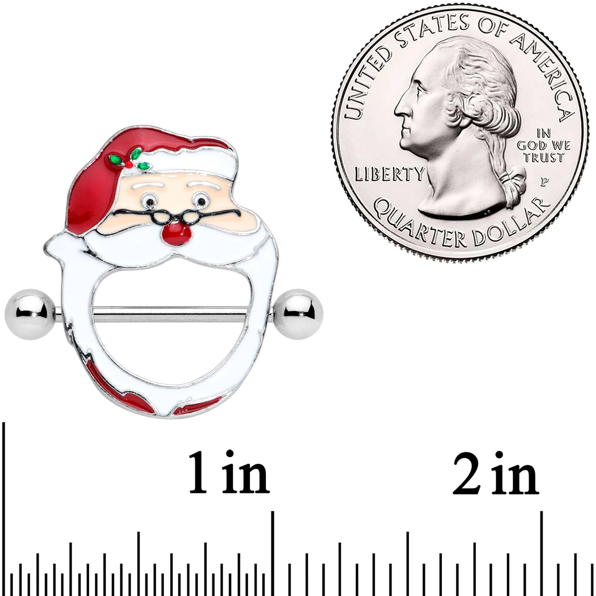 14G 5/8 Festive Red Nosed Santa Claus Christmas Nipple Shield Set - Image 2