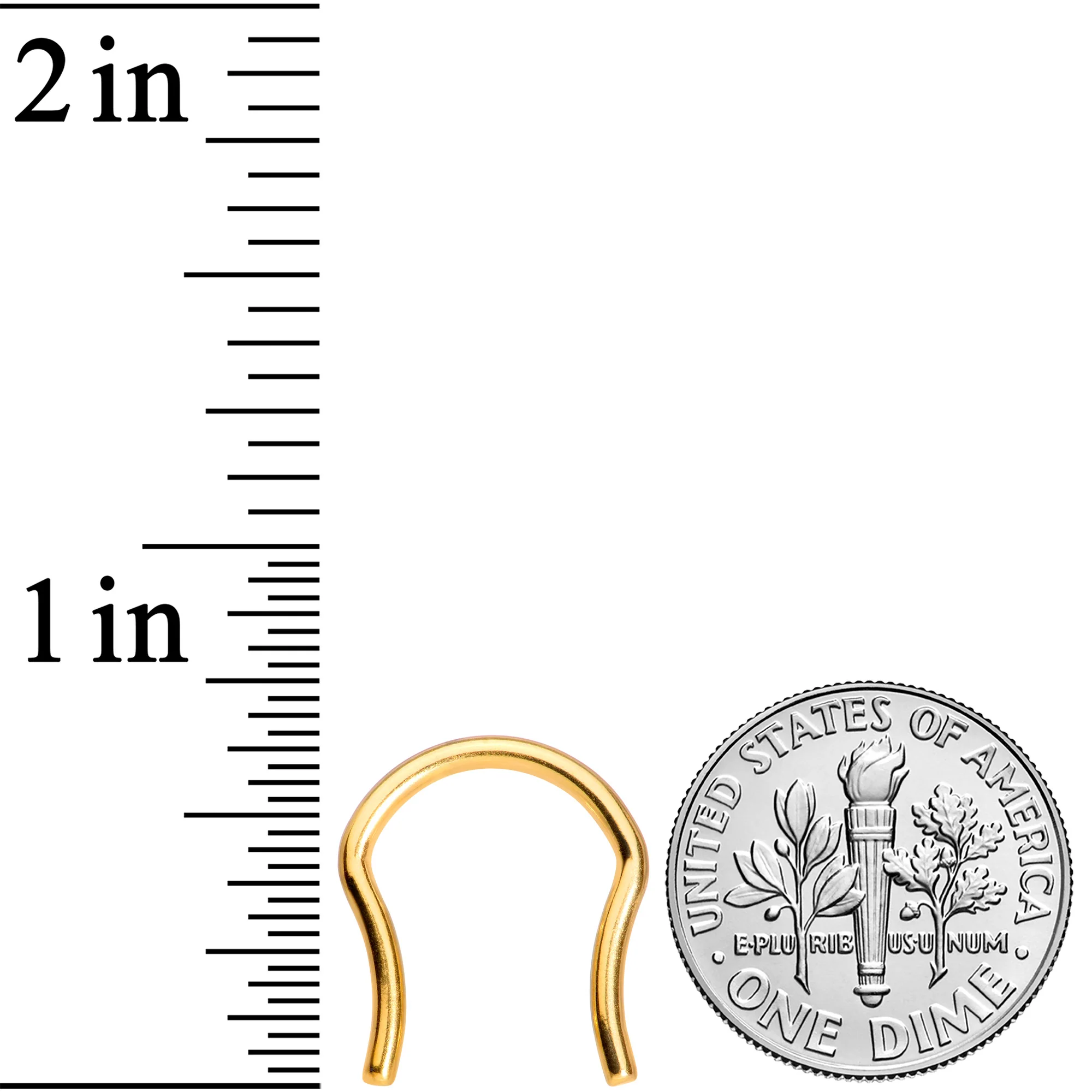 14G 5/8 Gold Tone ASTM F-136 Implant Grade Titanium Septum Retainer - Image 2
