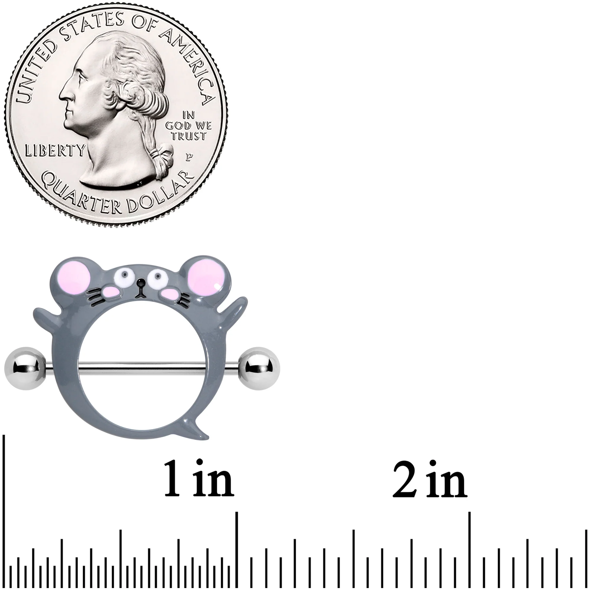14G 5/8 Merry Grey Mouse Nipple Shield Set - Image 3