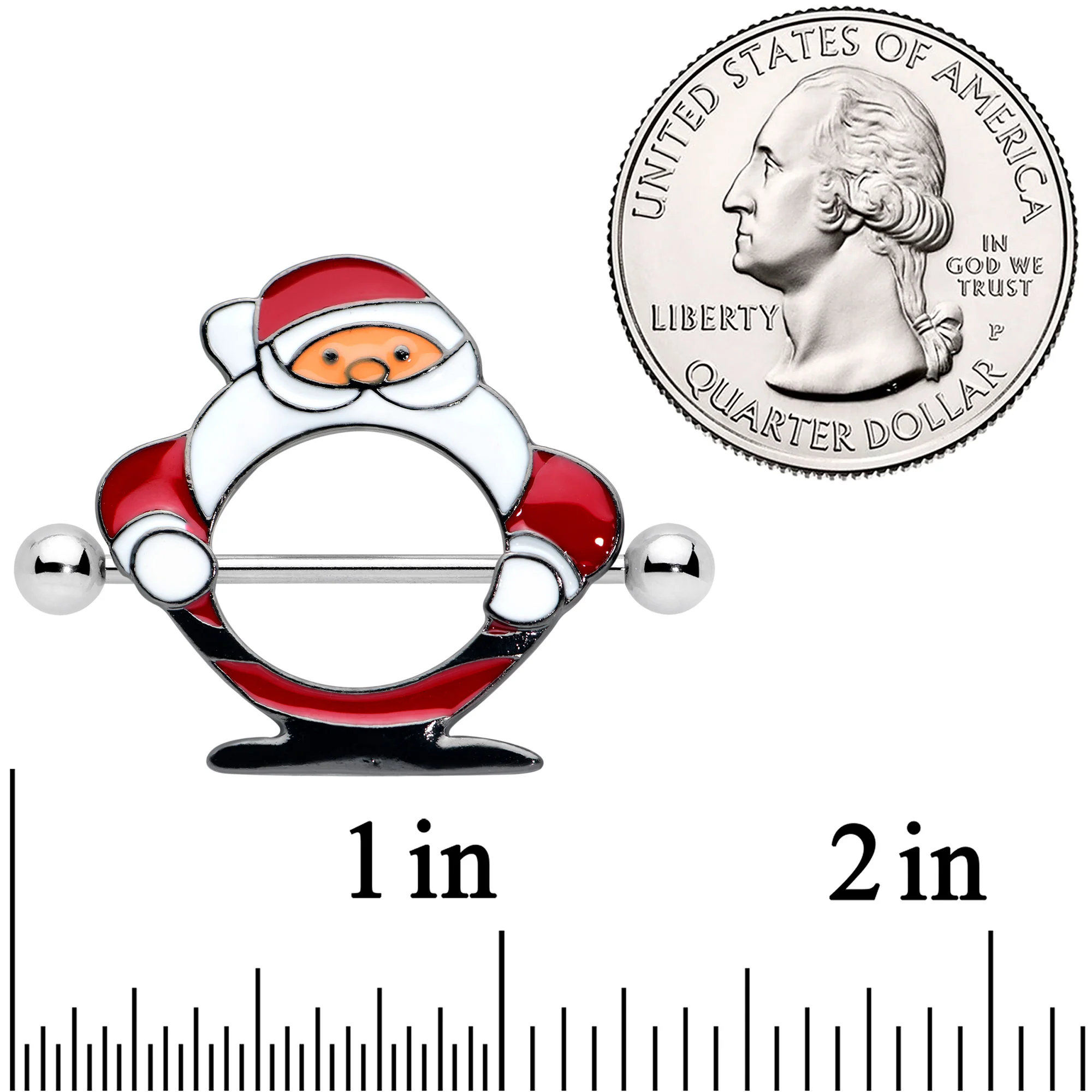 14G 5/8 Ooh Jolly Santa Claus Christmas Nipple Shield Set - Image 2