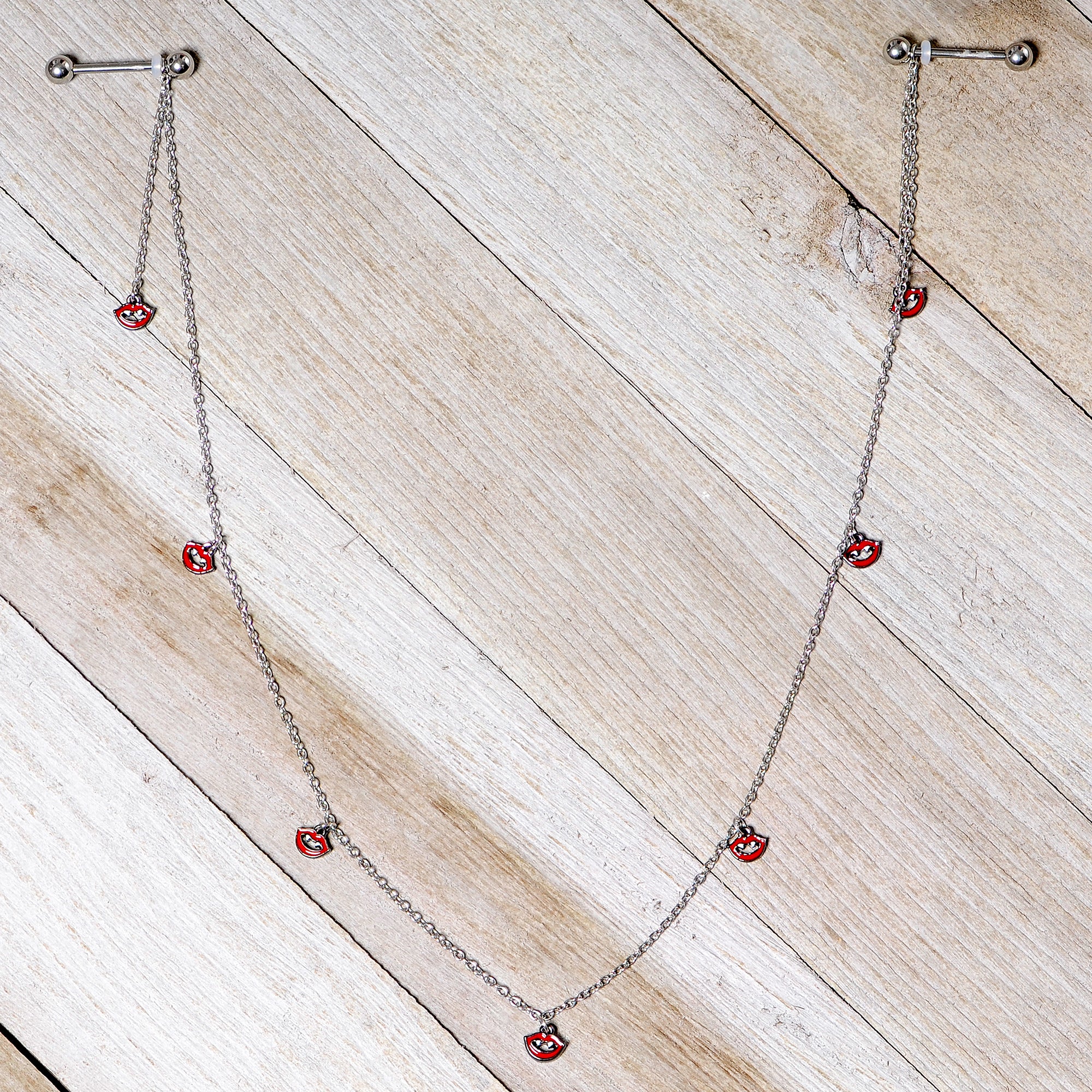 14G 5/8 Red Monster Fang Halloween Dangle Nipple Chain - Image 6