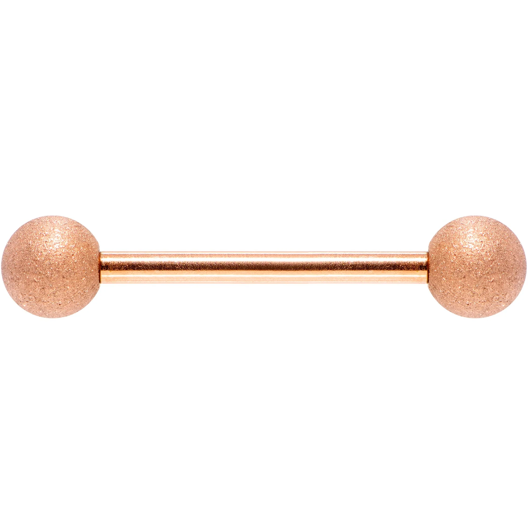 14G 5/8 Rose Gold Color PVD Sandblasted Barbell Tongue Ring - Image 2