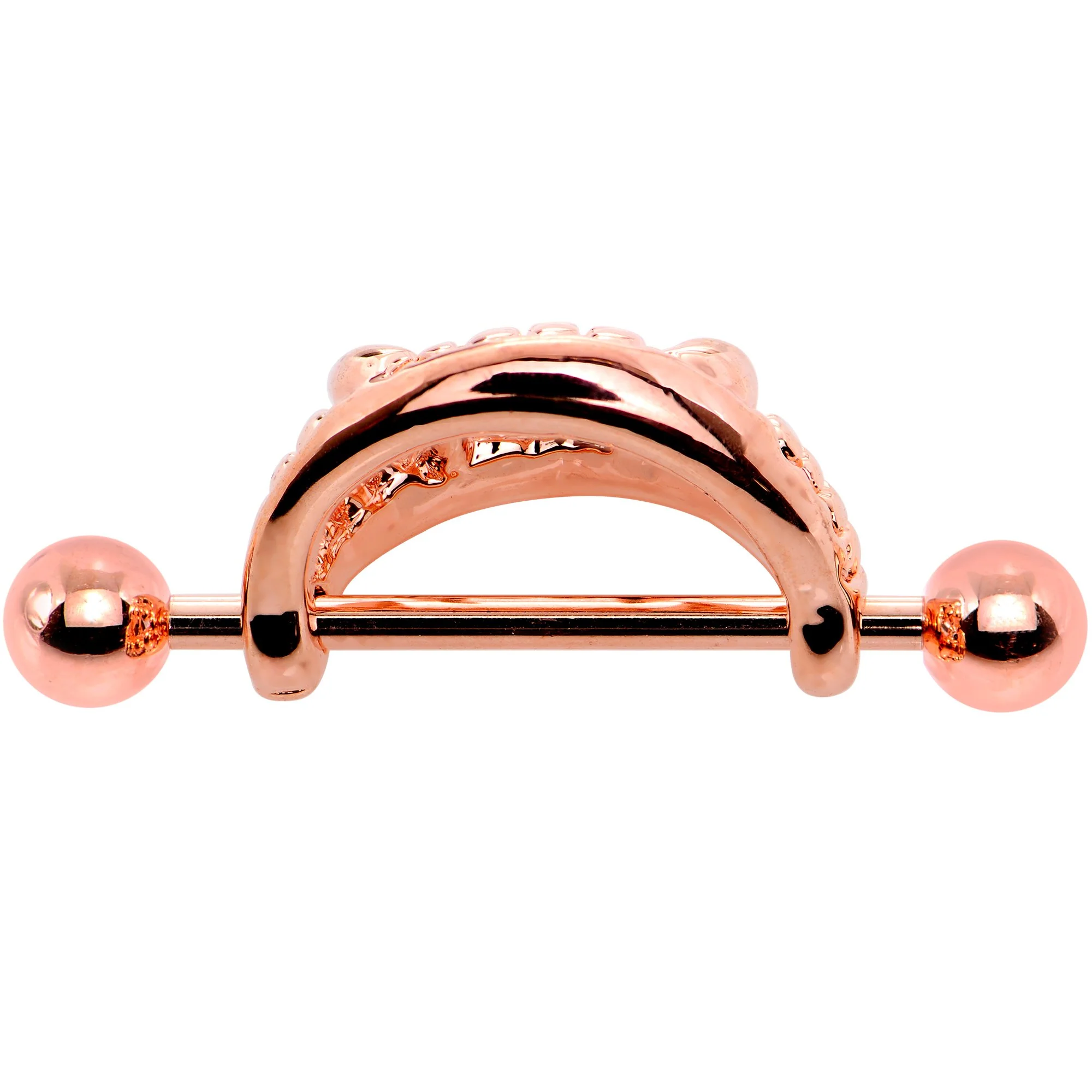 14G 5/8 Rose Gold Tone Fearsome Fangs Nipple Shield Set - Image 3