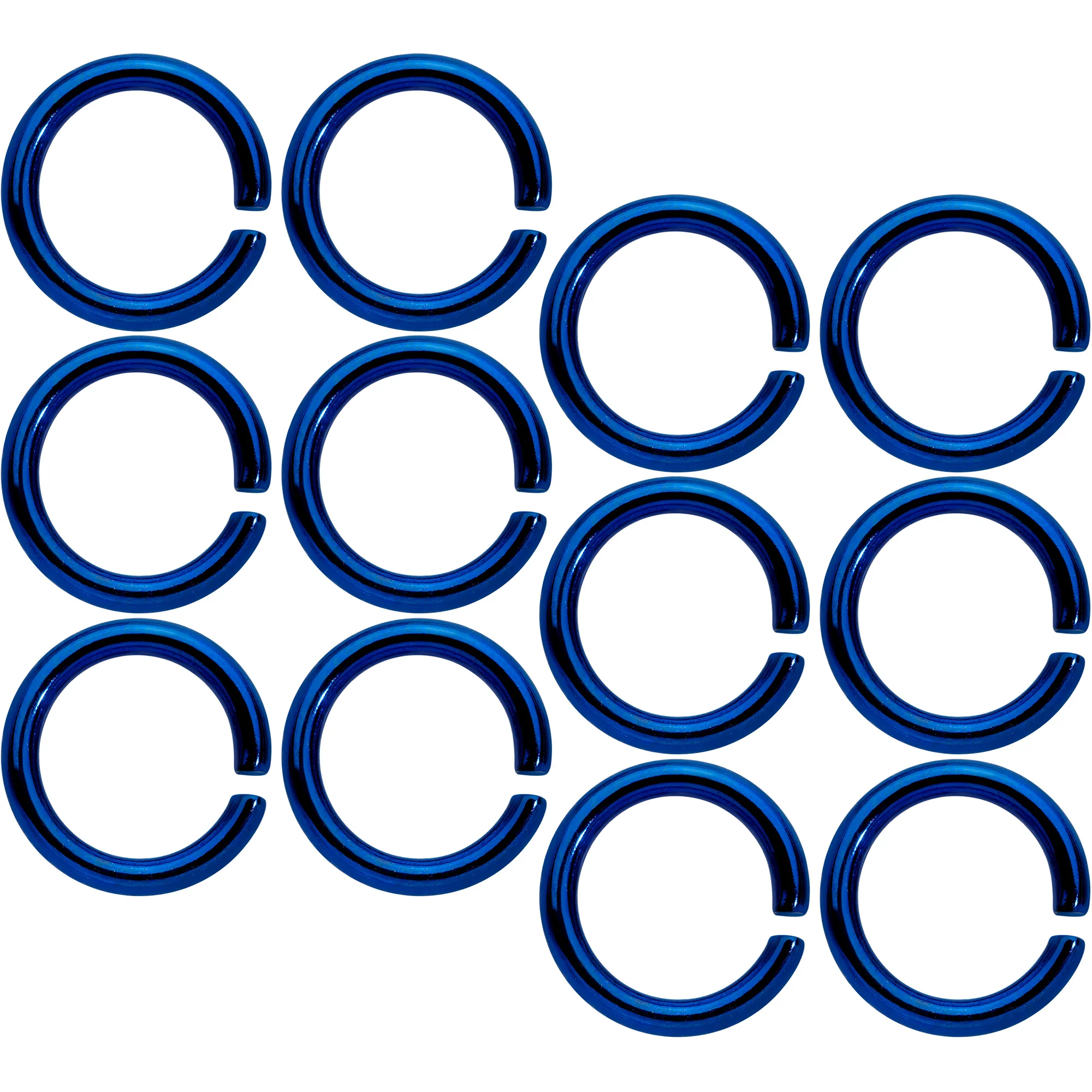14G 5/16 Blue Anodized Seamless Cartilage Ring Set of 12