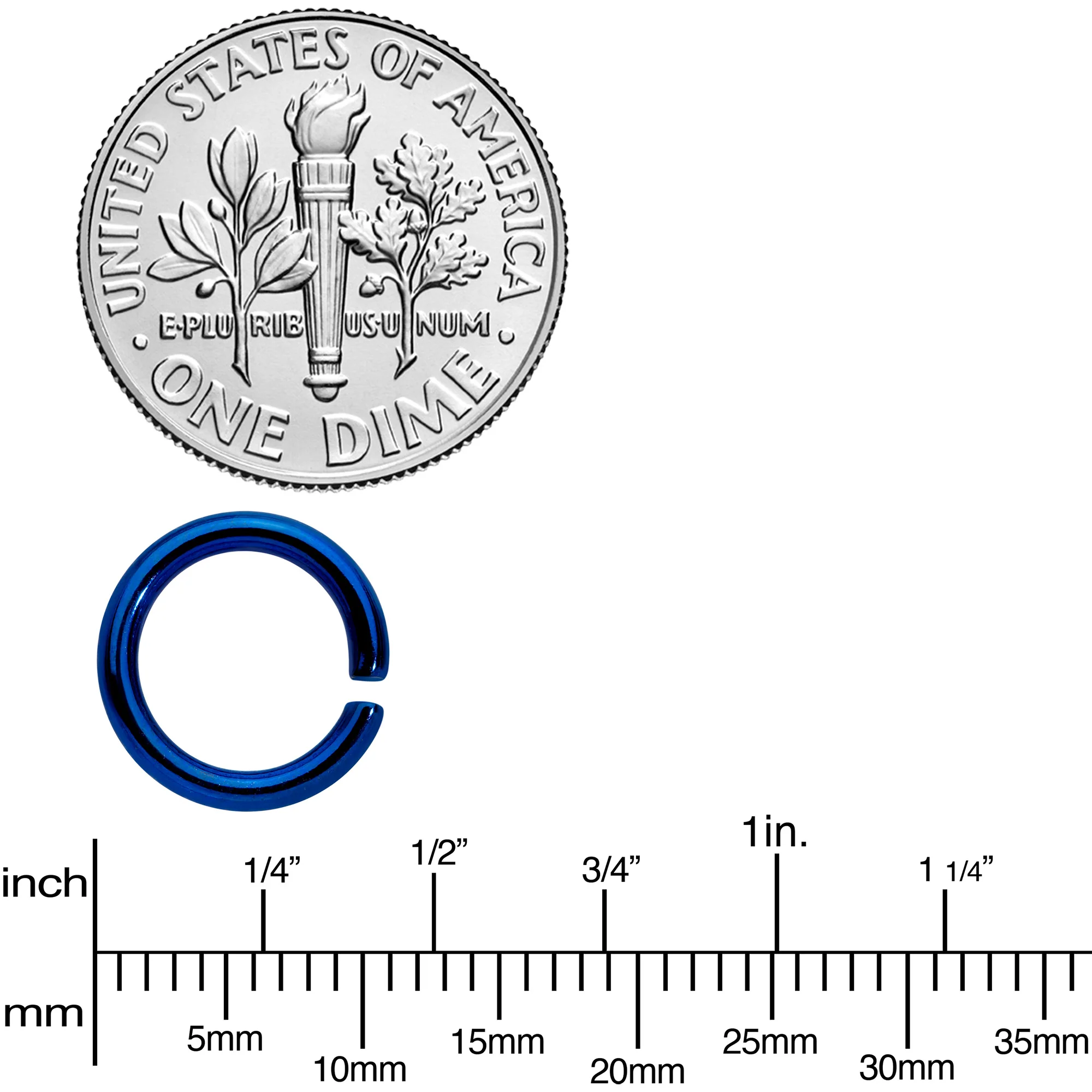 14G 5/16 Blue Anodized Seamless Cartilage Ring Set of 12 - Image 3