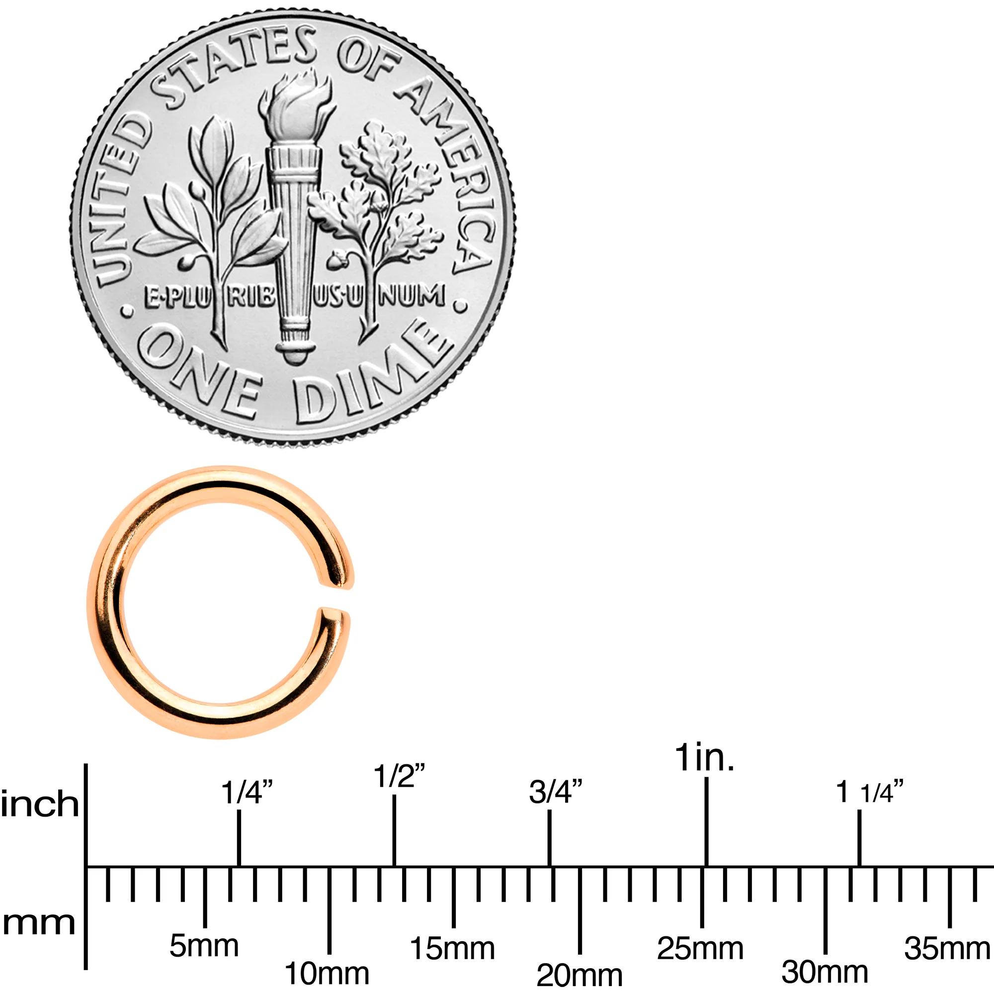 14G 5/16 Rose Gold Tone Anodized Seamless Cartilage Ring Set of 12 - Image 3