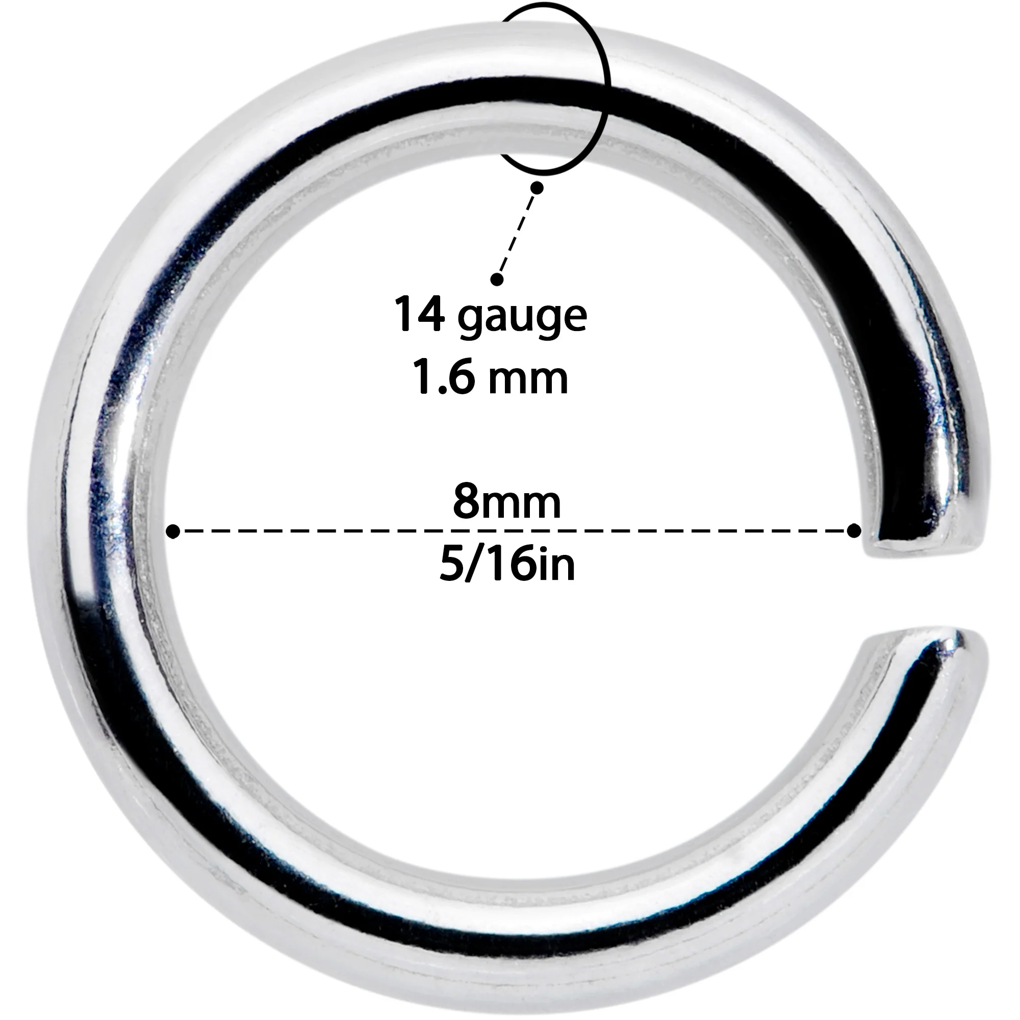 14G 5/16 Seamless Cartilage Ring Set of 12 - Image 4