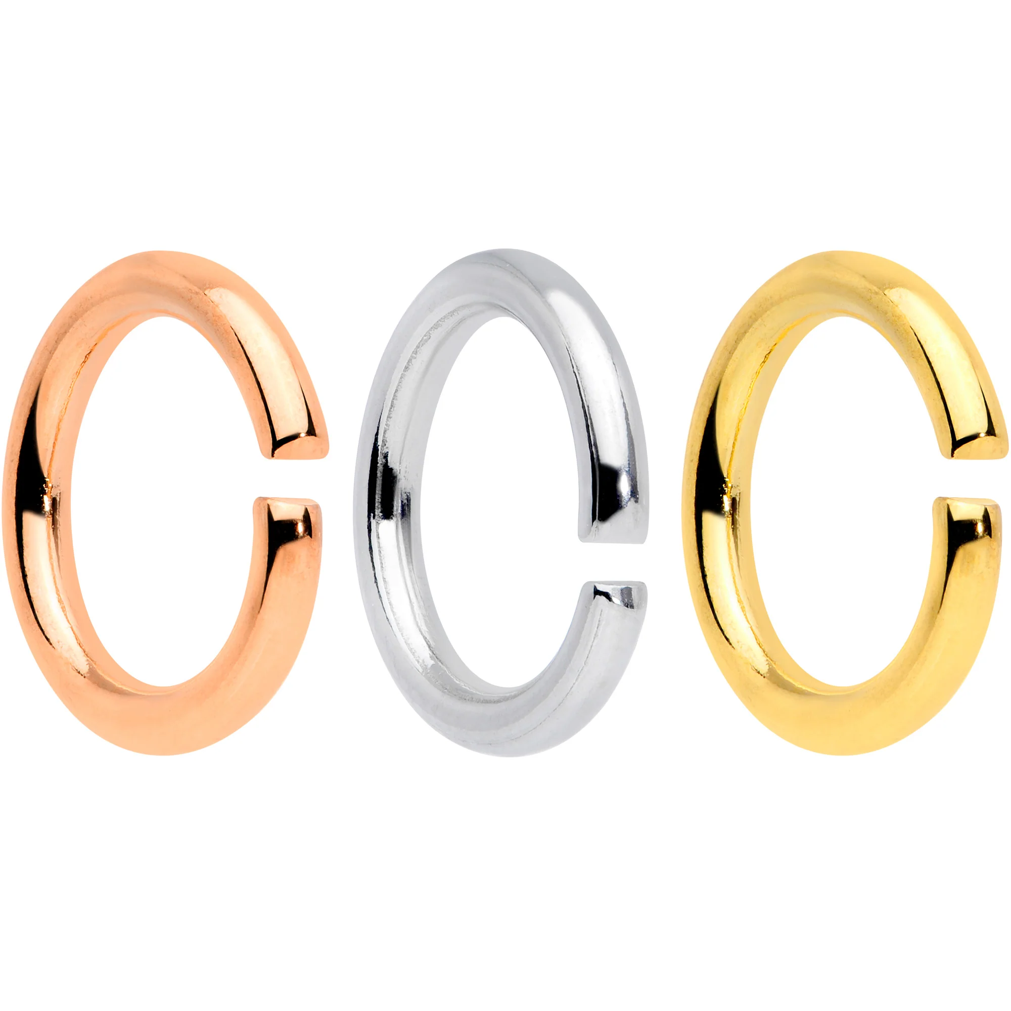 14G 5/16 Steel Mixed Gold Tone Seamless Cartilage Ring Set of 12 - Image 2