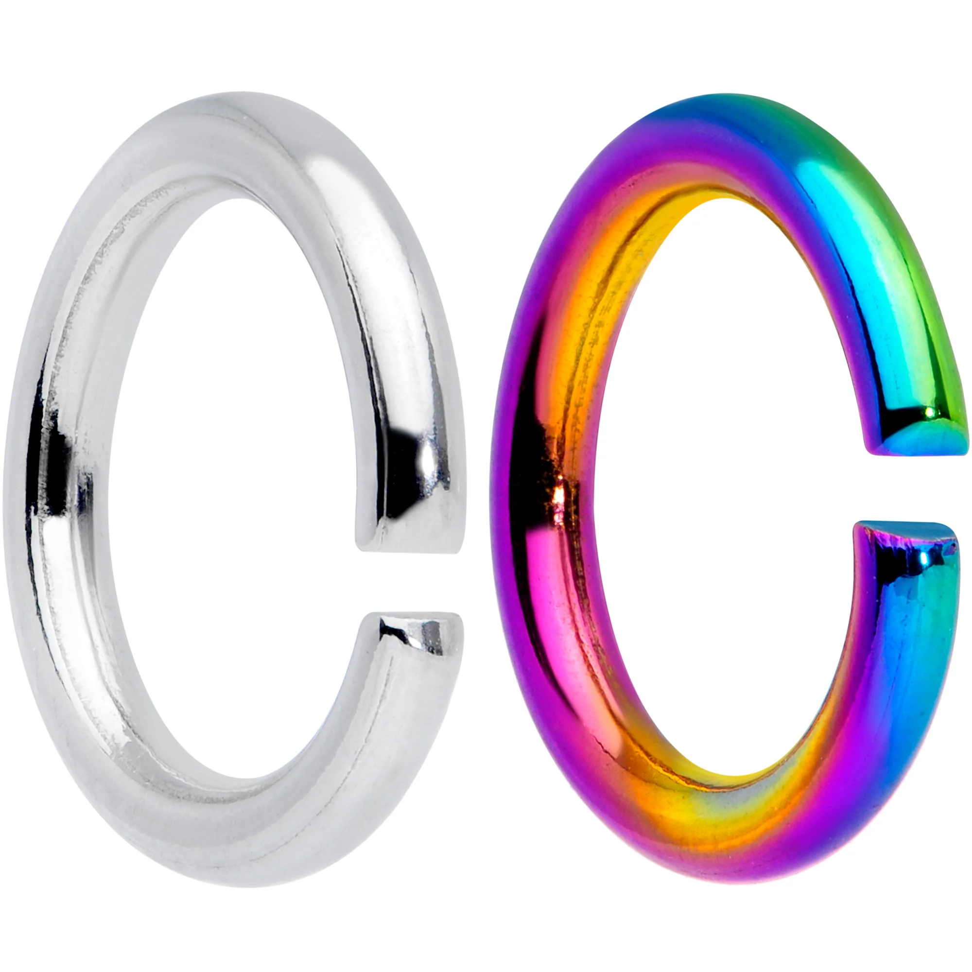 14G 5/16 Steel Rainbow Anodized Seamless Cartilage Ring Set of 12 - Image 2
