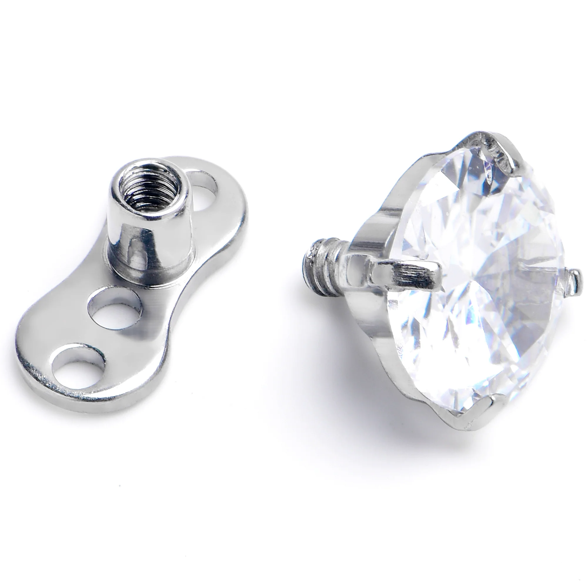 14G 5mm CZ Top 3 Hole Dermal Implant Grade Titanium Anchor Base - Image 2